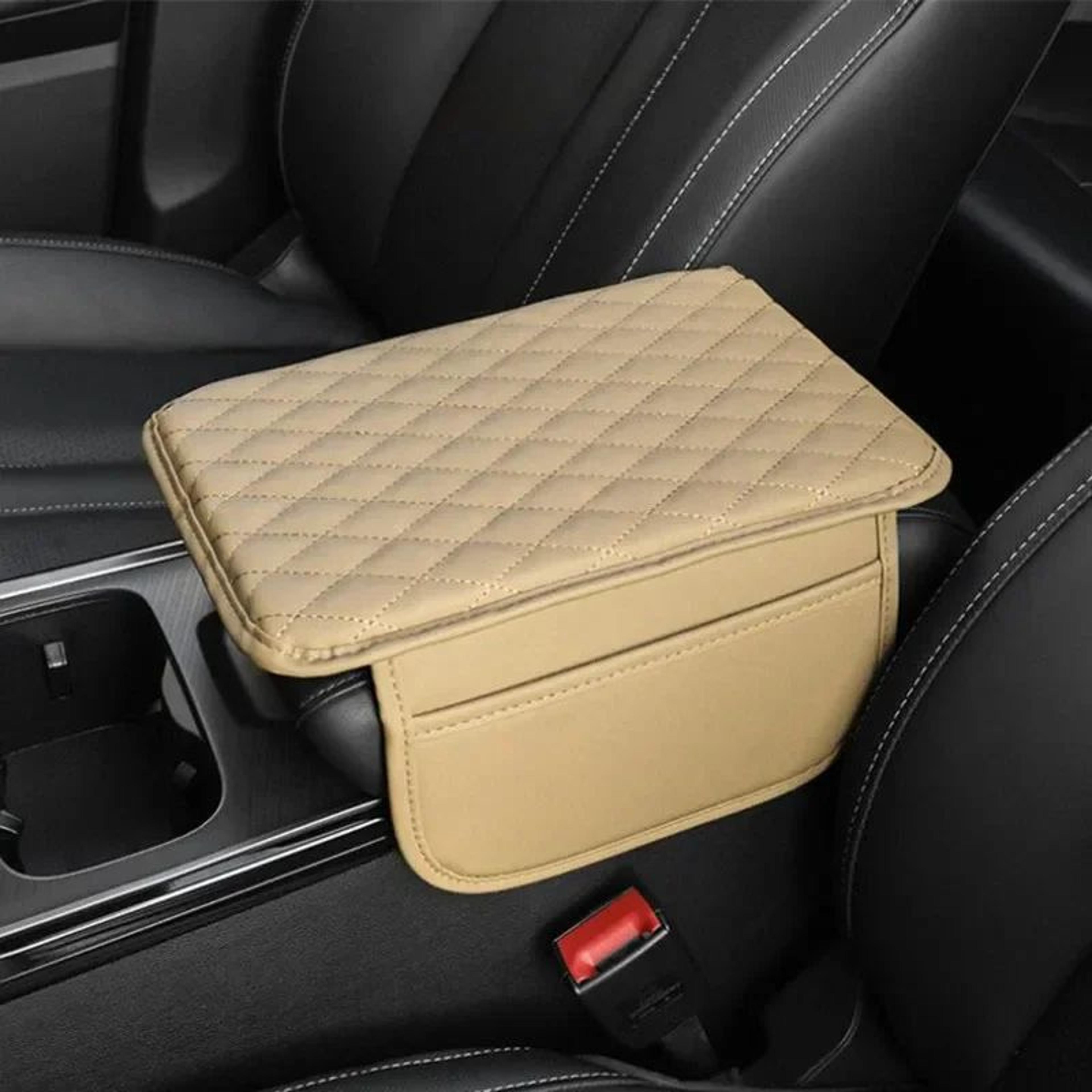 Universal Car Armrest Cushion With Storage Leather Center Console Armrest Cover 0