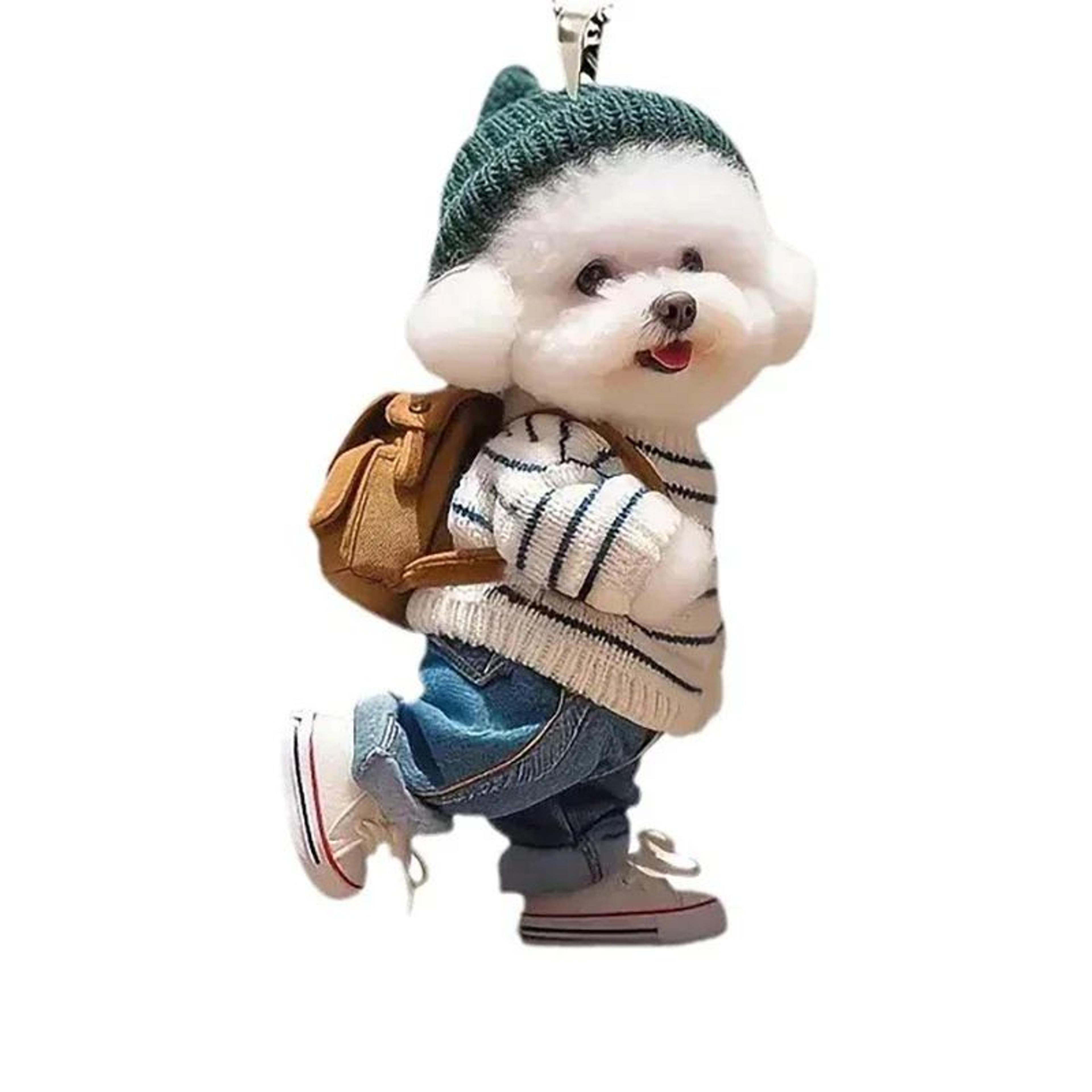 Puppy Traveler Car Hanging Ornament Rearview Mirror Pendant Cute Car Interior Accessory 5