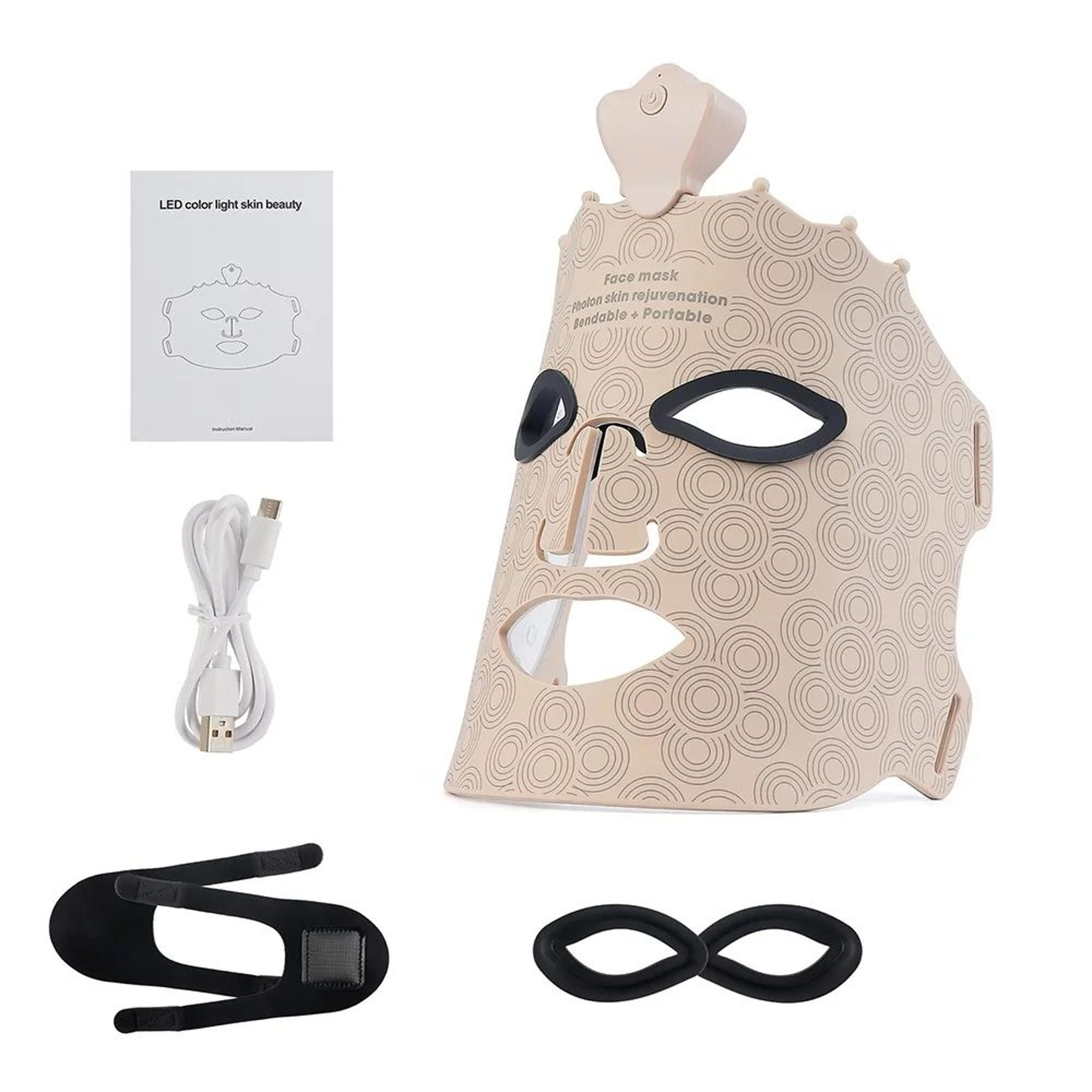 LumiGlow LED Face Mask Wireless Red Light Therapy 7 Color Silicone Facial Mask 7