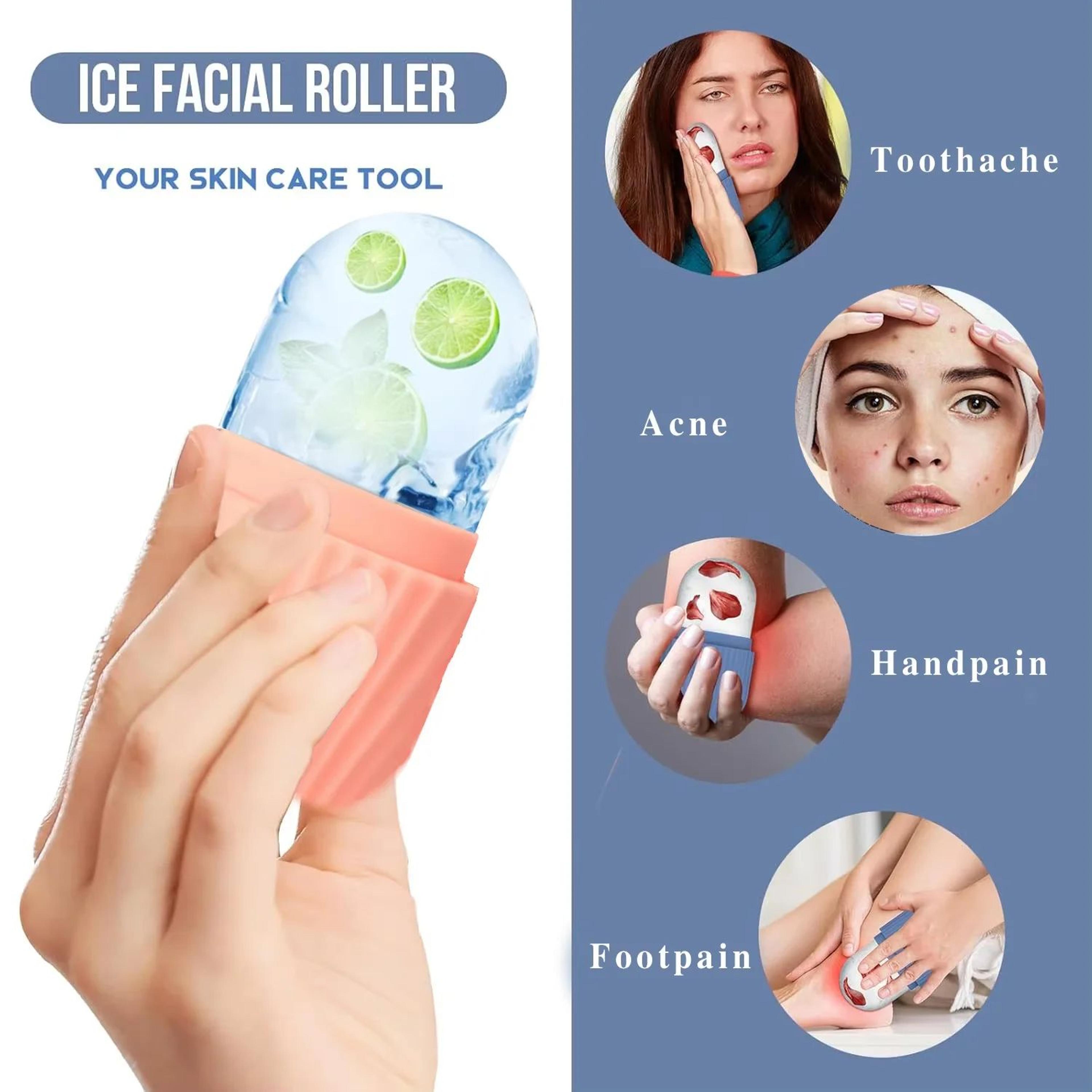 CryoGlow Ice Face Roller And Stainless Steel Gua Sha Facial Massage Set 2