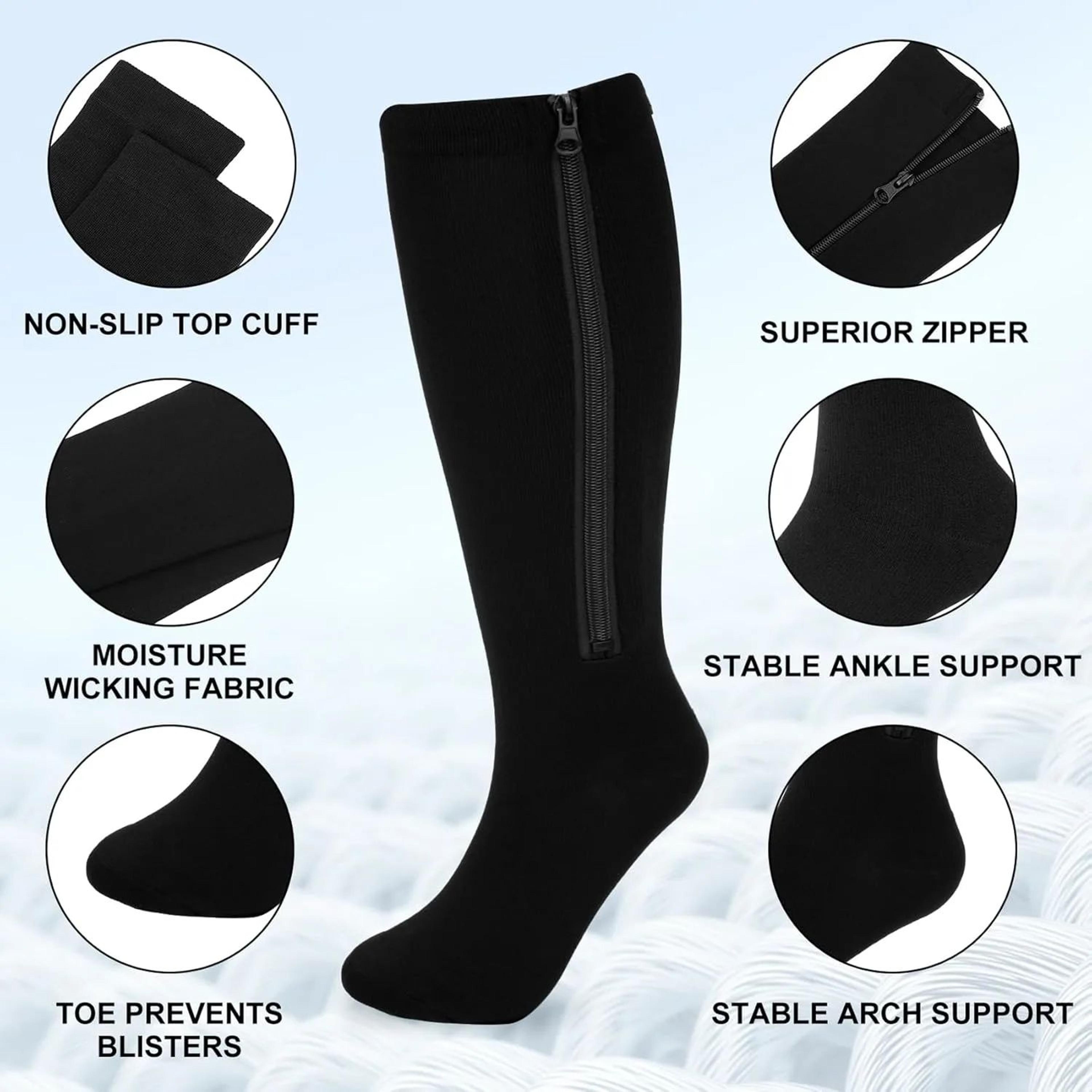 ComfortZip Compression Socks Open Toe Zipper Compression Socks For Wide Calves And Travel Support 2