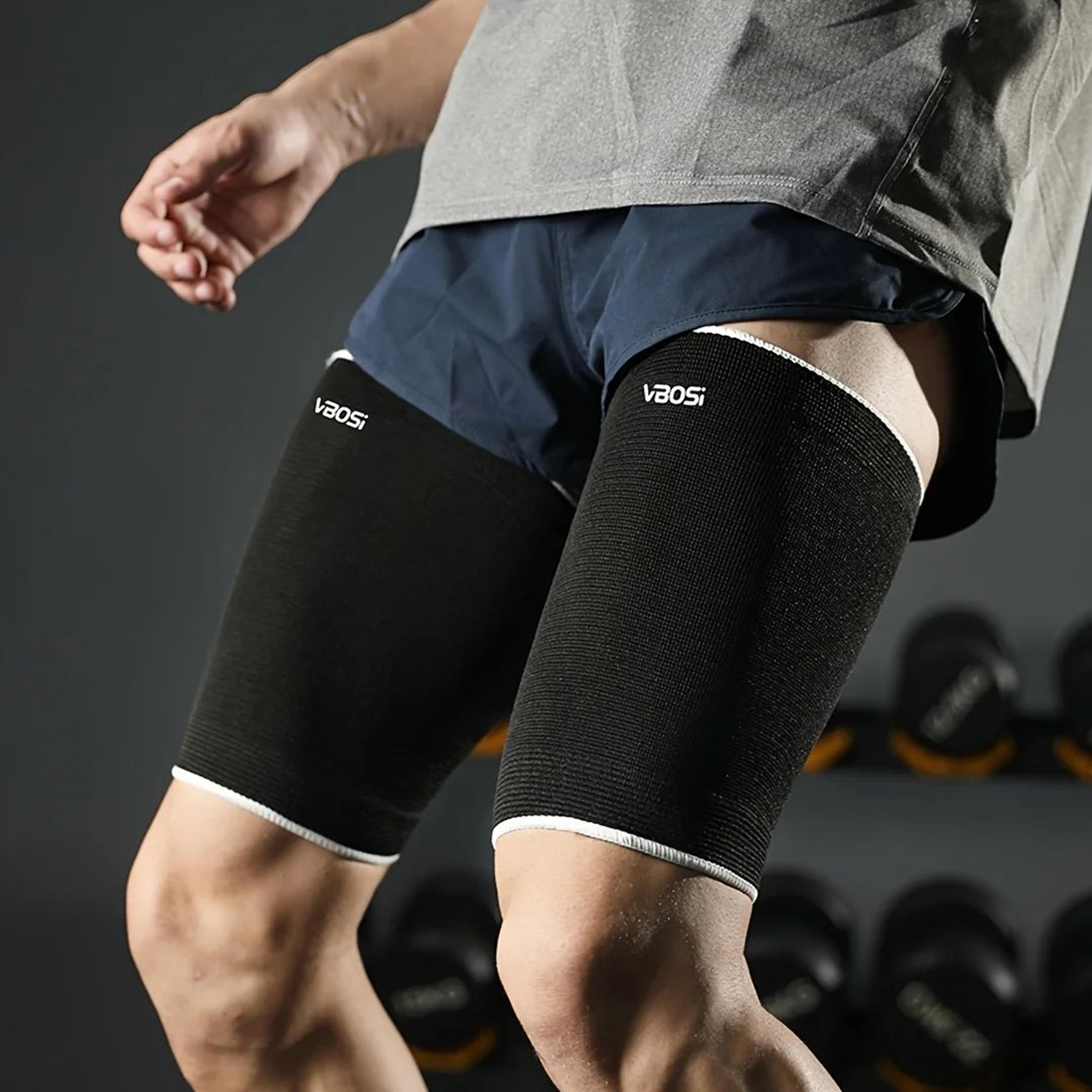 FlexStride Thigh Compression Sleeves 2 Pack For Running Sports And Muscle Support 3