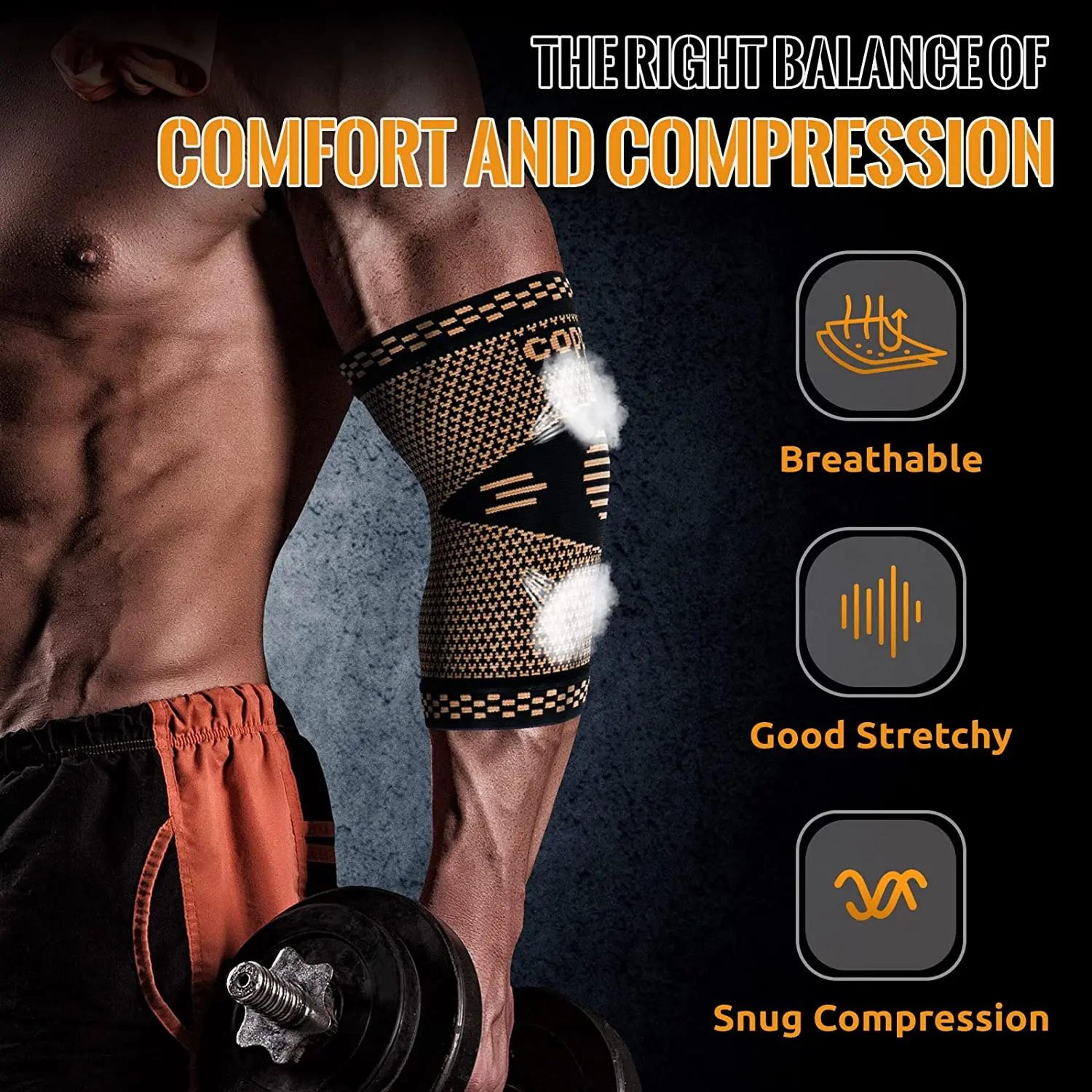 CopperFlex Elbow Compression Sleeve For Tennis Elbow Support And Pain Relief 2