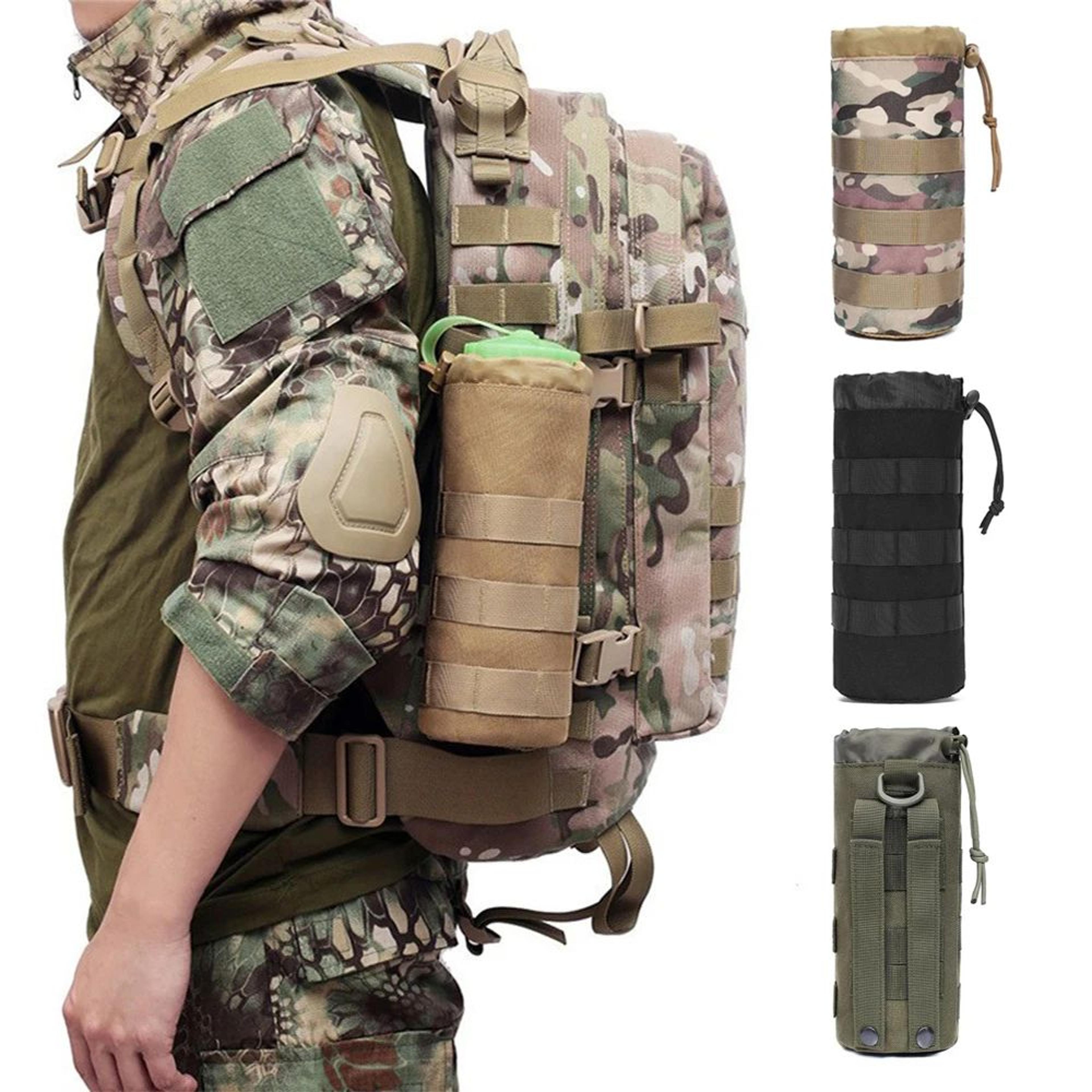 Tactical MOLLE Water Bottle Holder Pouch With Drawstring For Hiking Camping And Travel 0