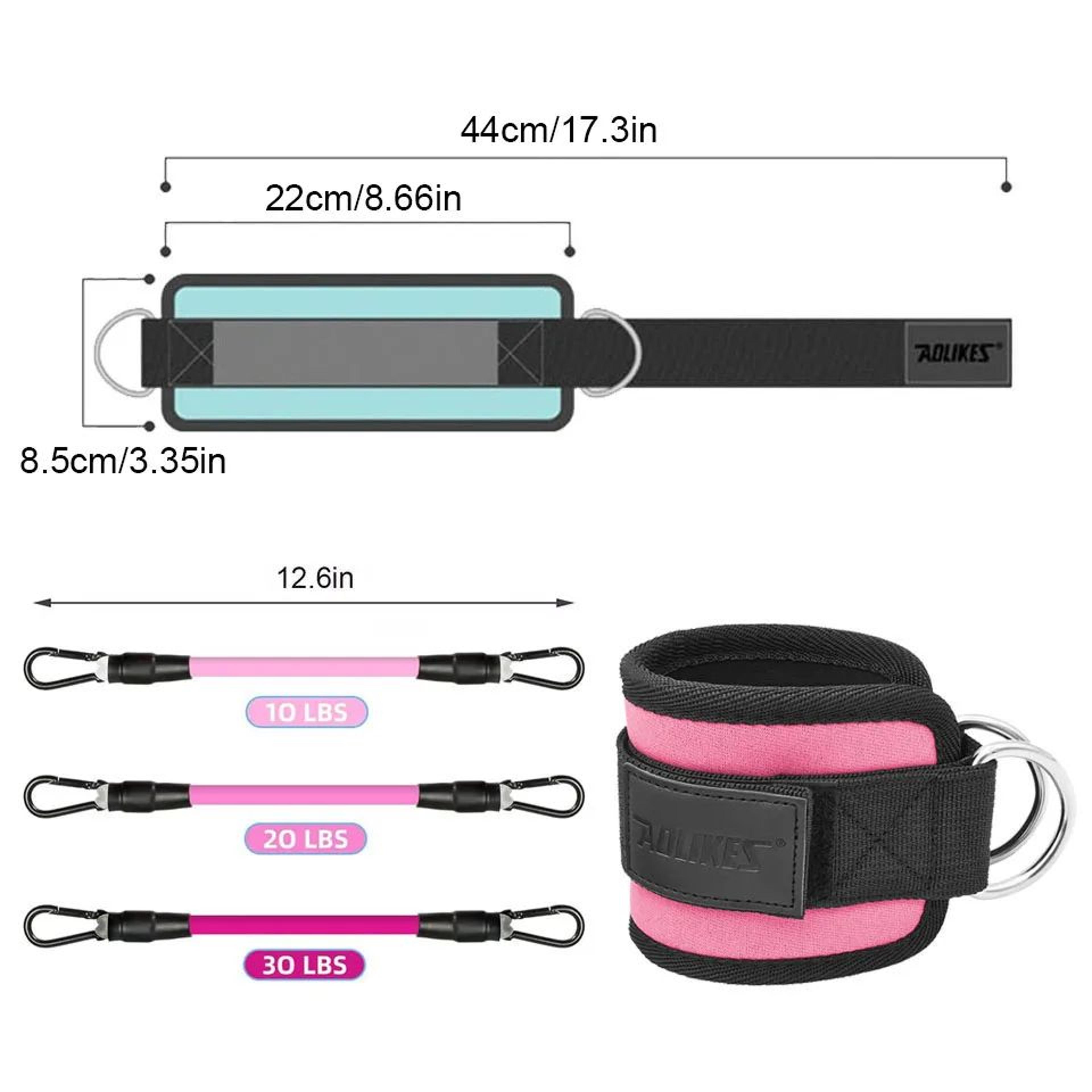 AOLIKES Double DRing Cable Ankle Straps For Glute And Leg Workouts 2
