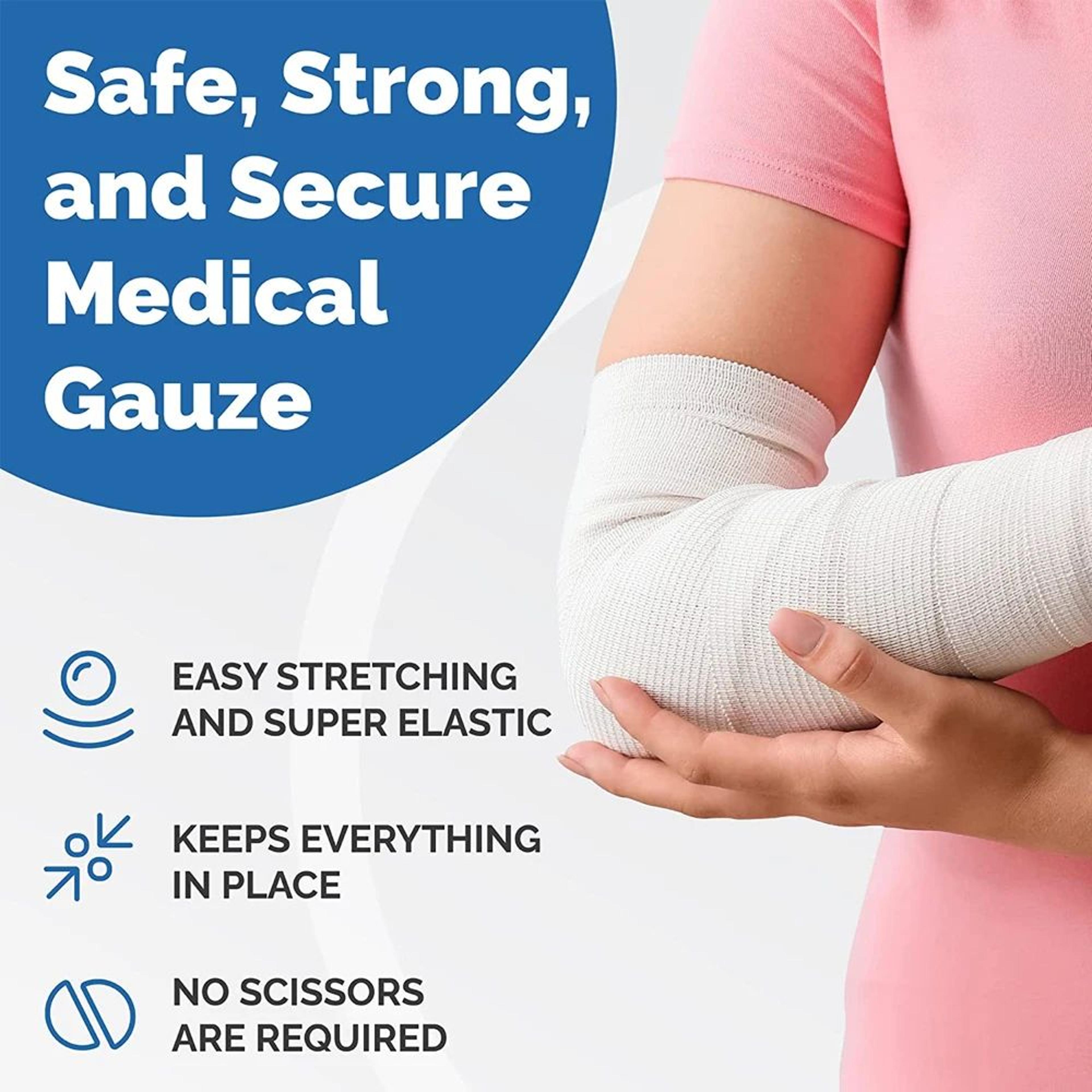 10 Rolls Gauze Bandage Roll With Tape For First Aid Wound Care Breathable Medical Wrap 2