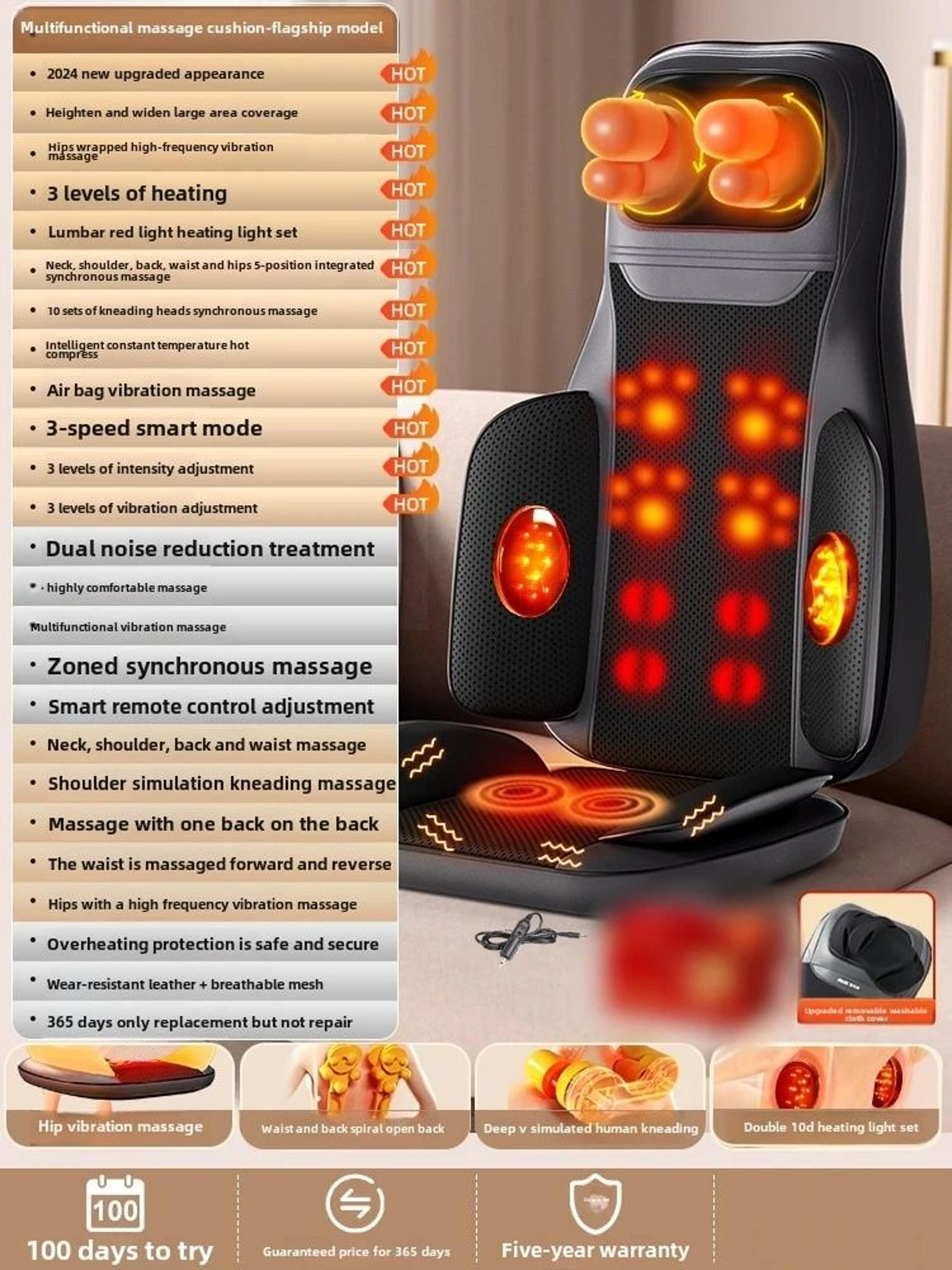 Heated Massage Seat Cushion With Back Massager And Chair Massage Pad For Home Office Relaxation 5
