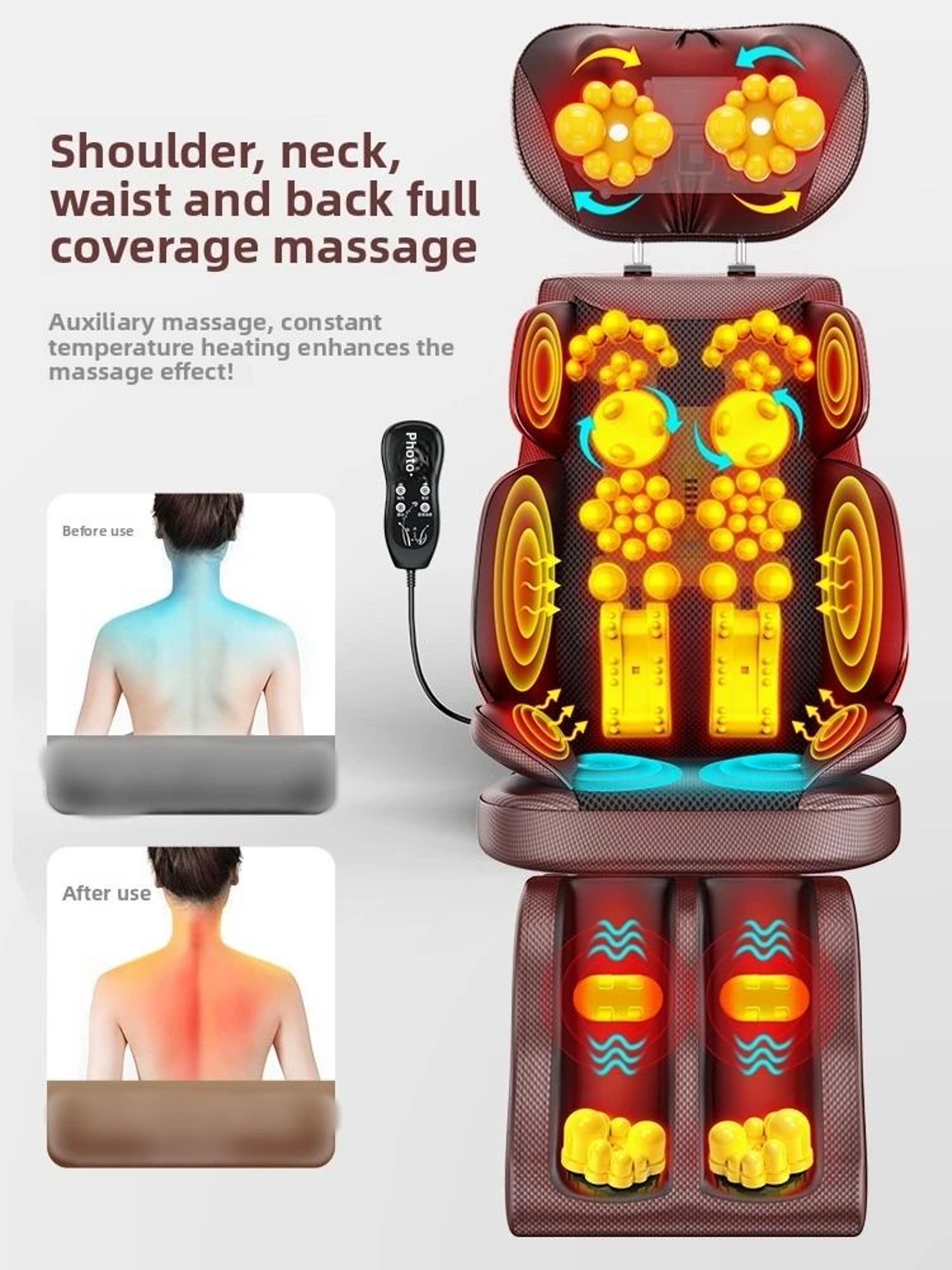 ComfortRelief Shiatsu Neck And Back Massager With Heat Adjustable Massage Chair Pad For Full Body R 2
