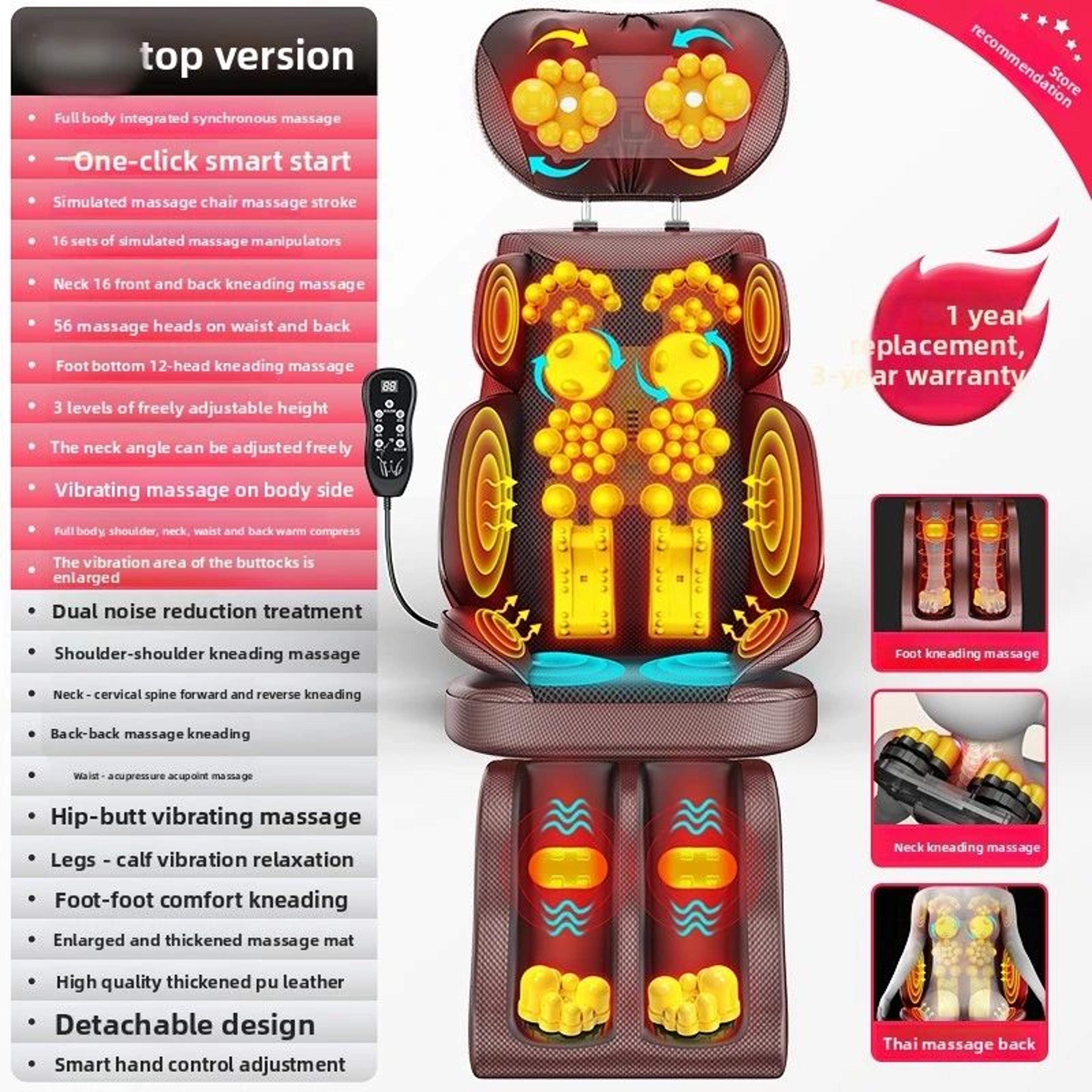 ComfortRelief Shiatsu Neck And Back Massager With Heat Adjustable Massage Chair Pad For Full Body R 8