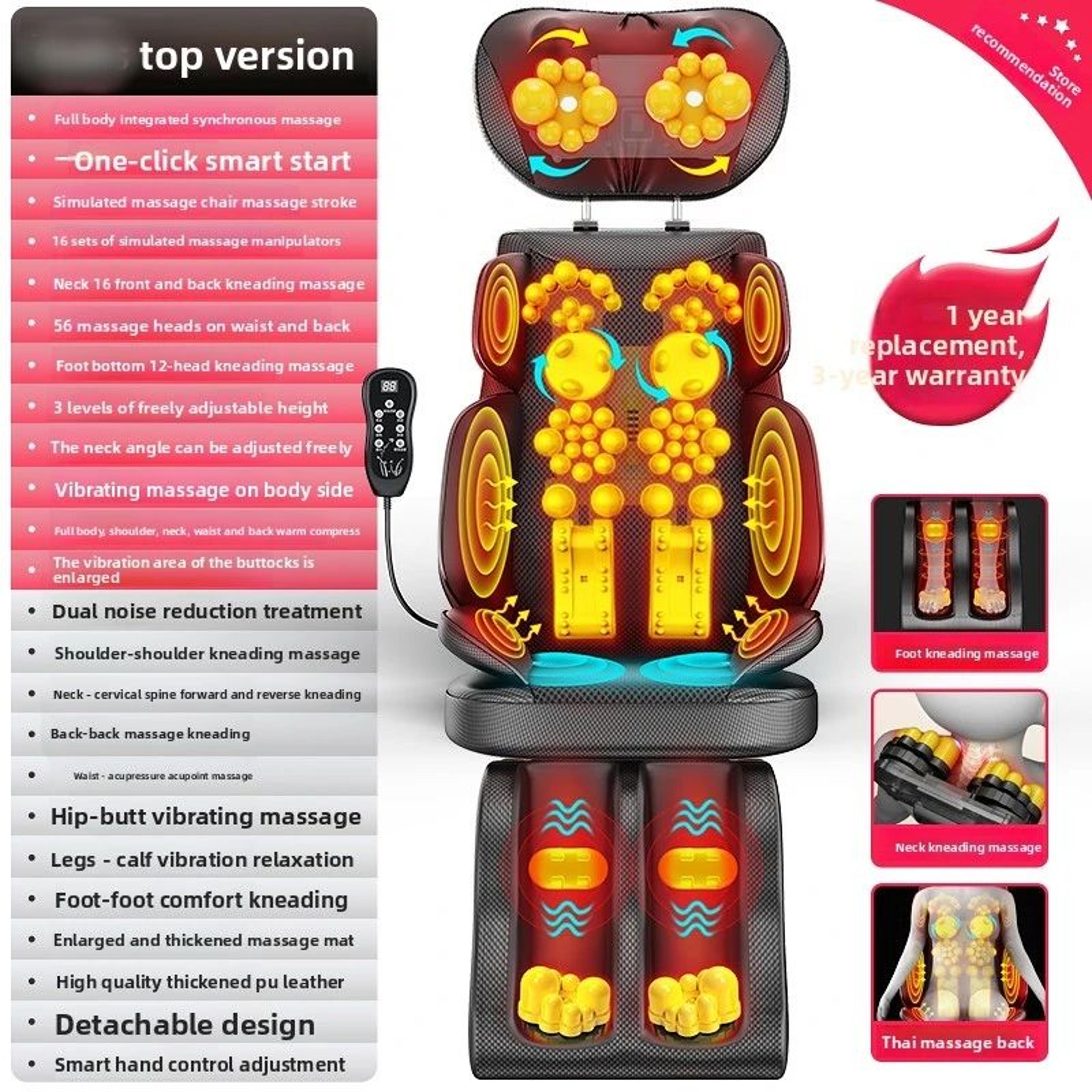 ComfortRelief Shiatsu Neck And Back Massager With Heat Adjustable Massage Chair Pad For Full Body R 6