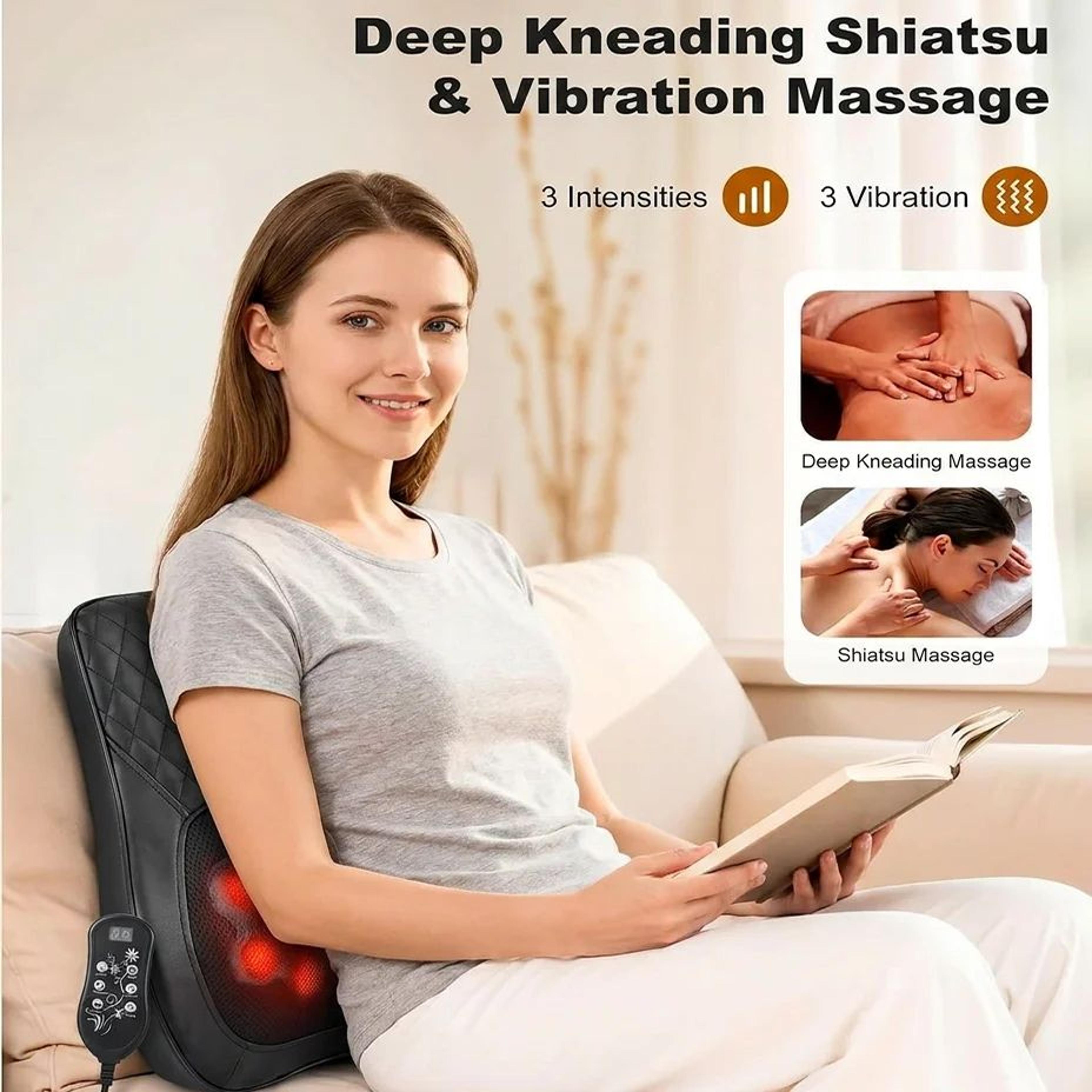 reliefpro heated neck massager deep kneading massage pillow for neck, shoulders, back and waist