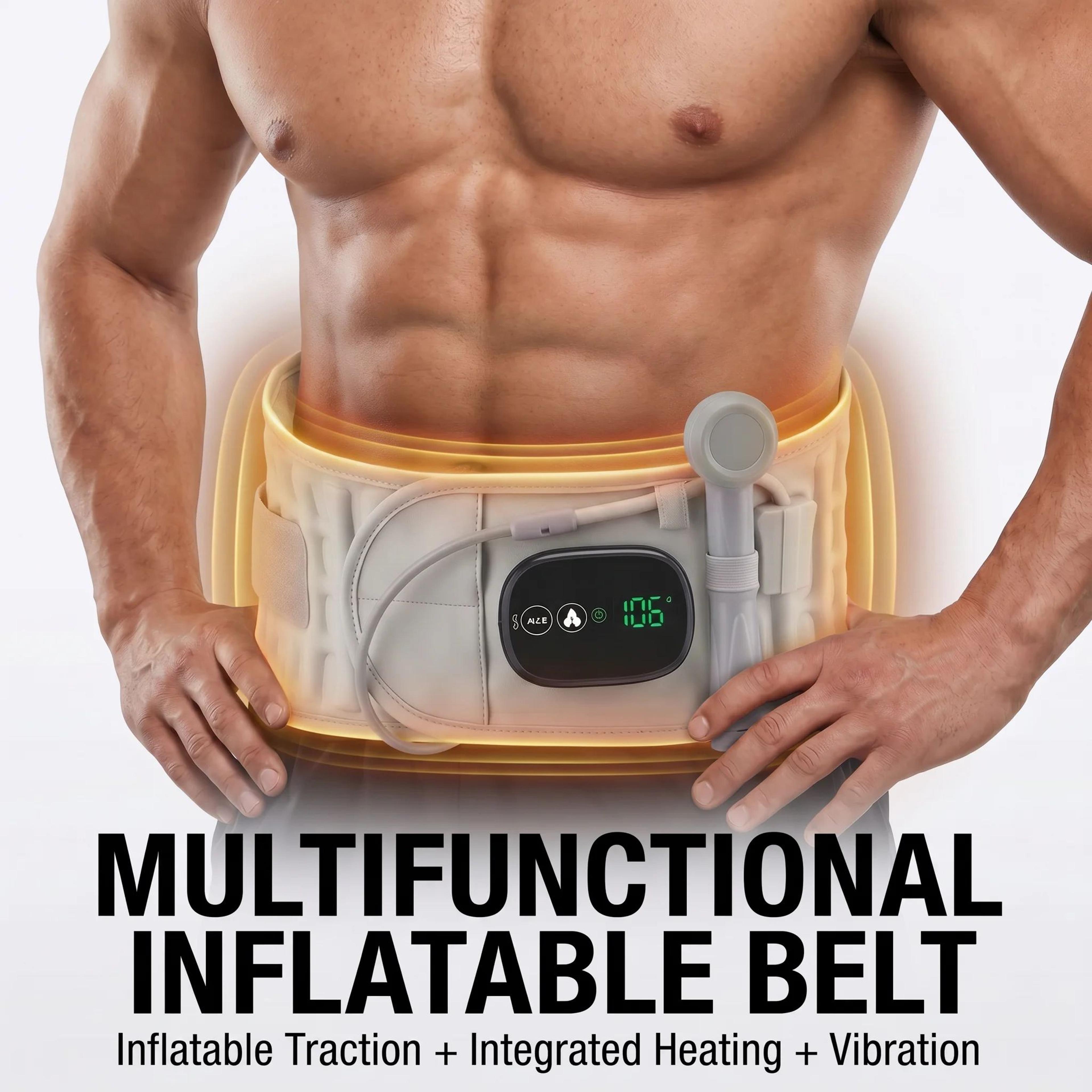 flexrelief inflatable lumbar support belt with heat and vibration massage