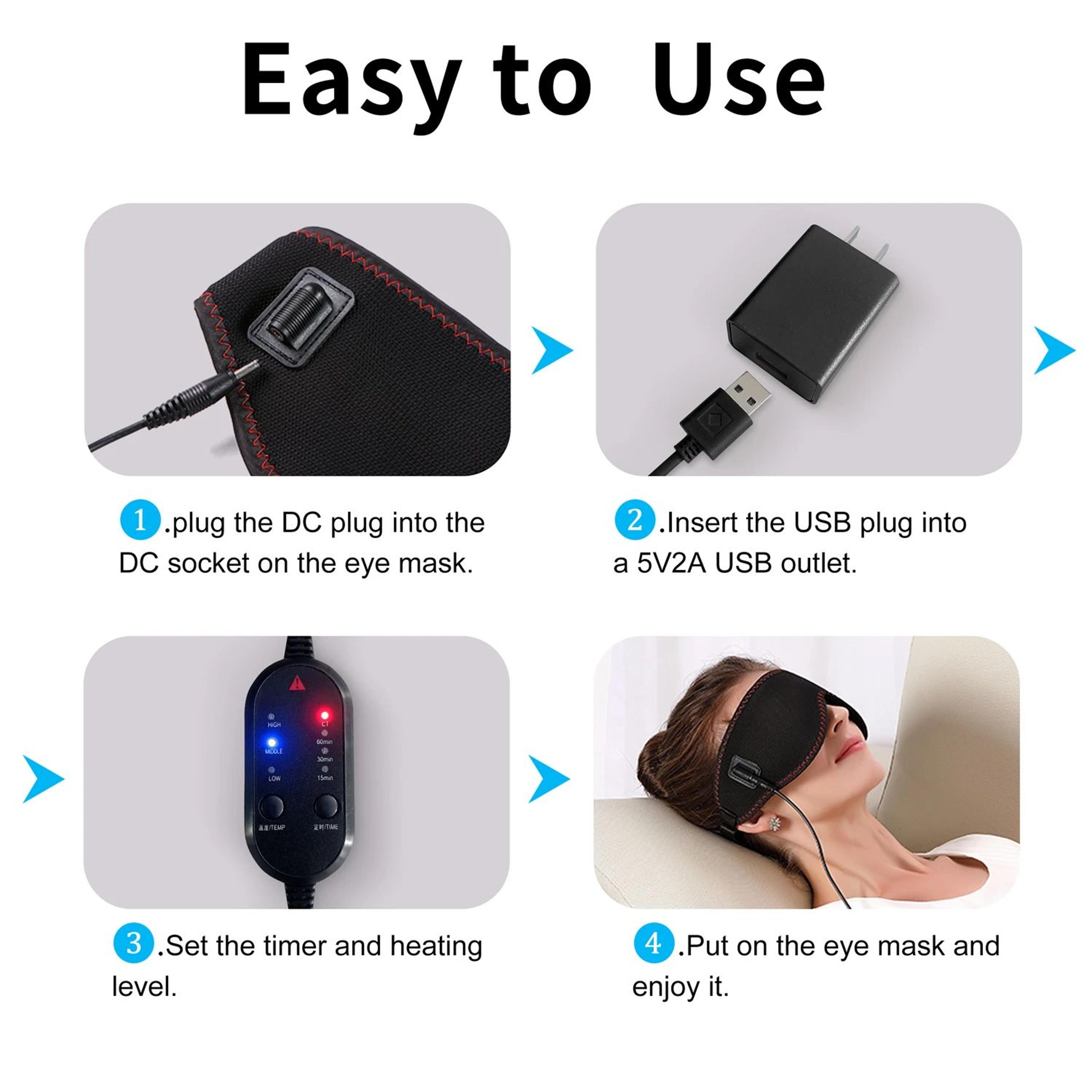 CozyWarm Heated Eye Mask For Dry Eye Relief USB Warm Eye Compress Sleep Eye Mask 4