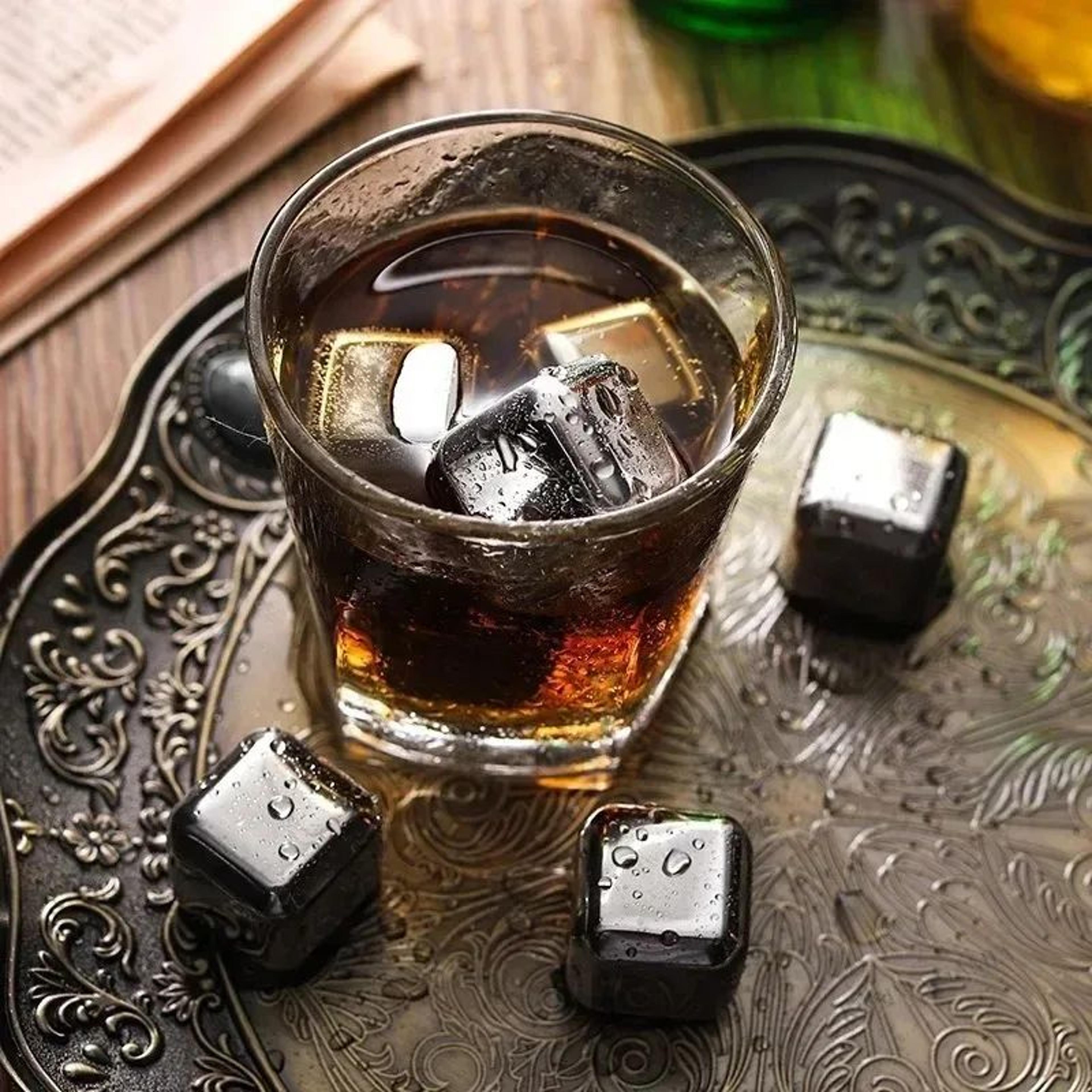 Arctic Chill 304 Stainless Steel Whiskey Stones Reusable Metal Ice Cubes Set 2