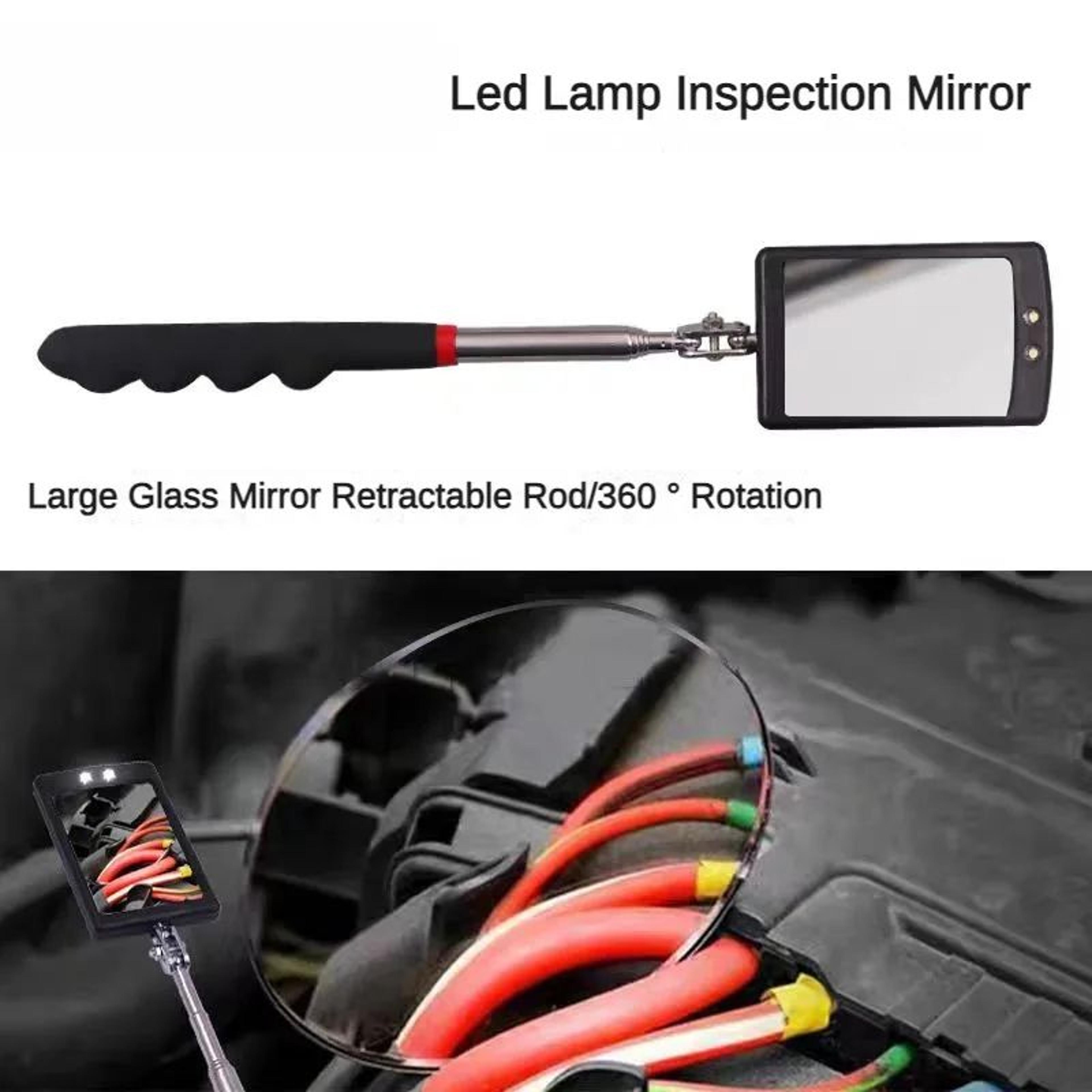 360 Degree Under Vehicle Inspection Mirror With LED Light And Retractable Handle For Chassis  Engin 0