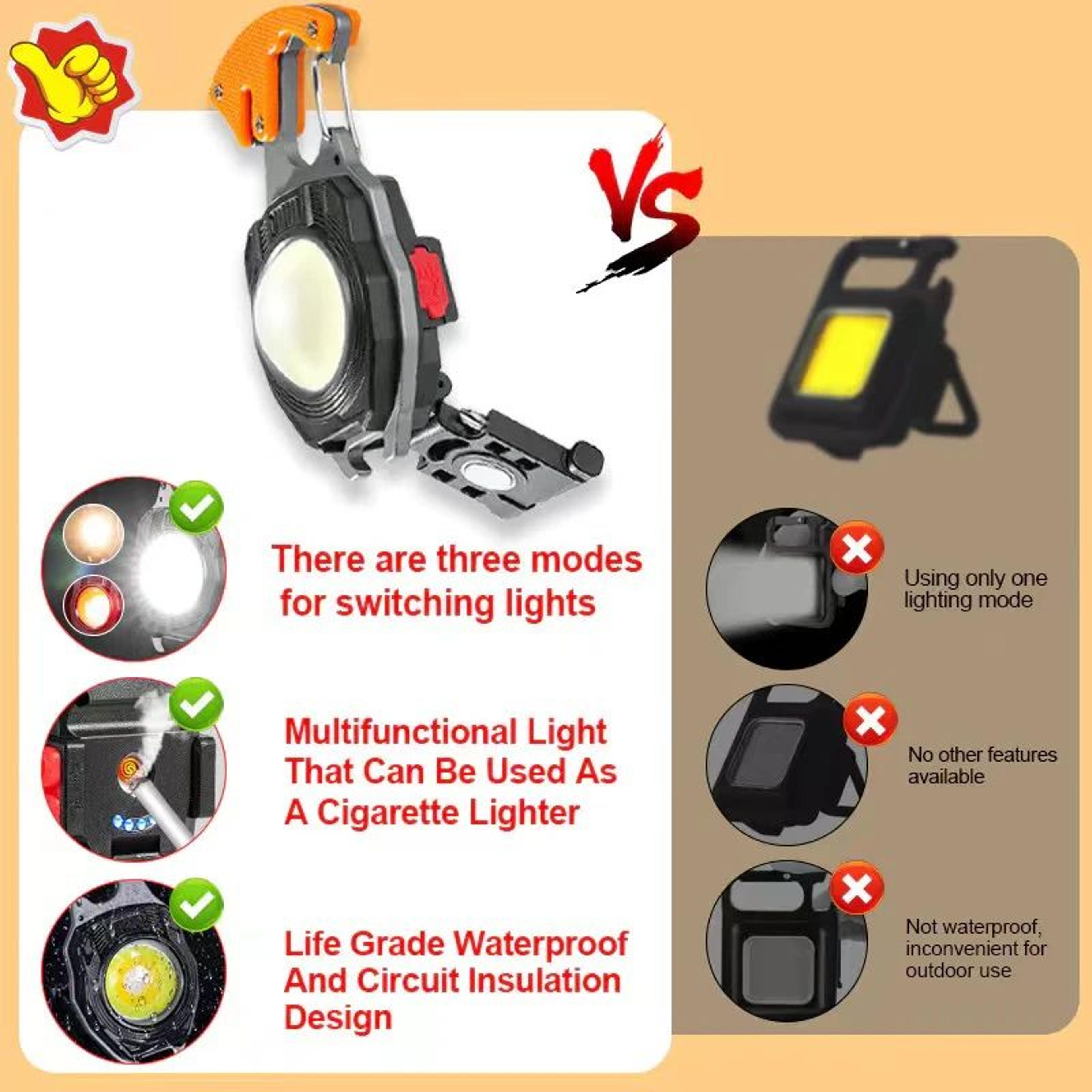 LumiClip COB Keychain Flashlight Rechargeable Mini Work Light With Magnetic Stand 1