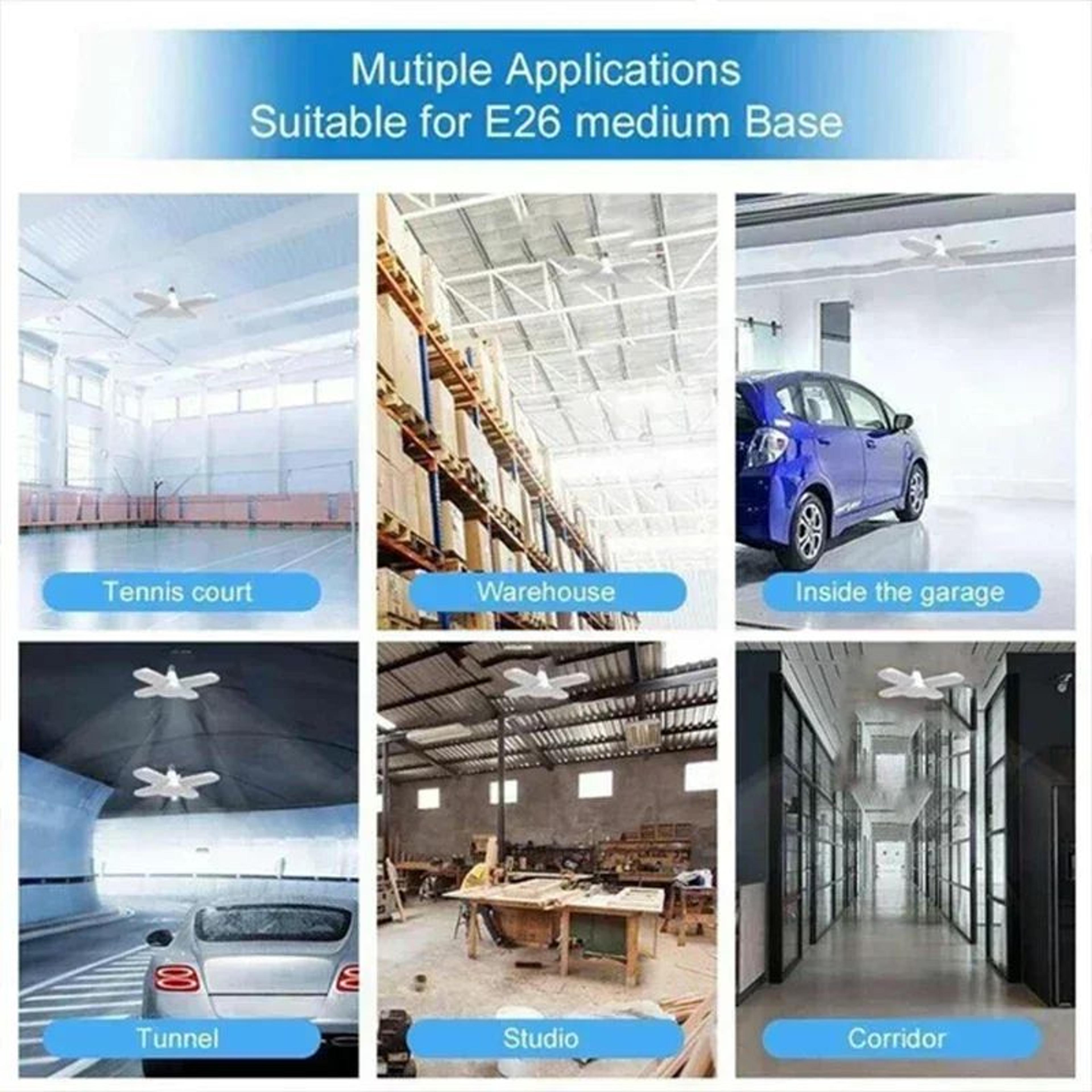 UltraBright LED Garage Light With Deformable Panels E26 E27 Garage Ceiling Light 5