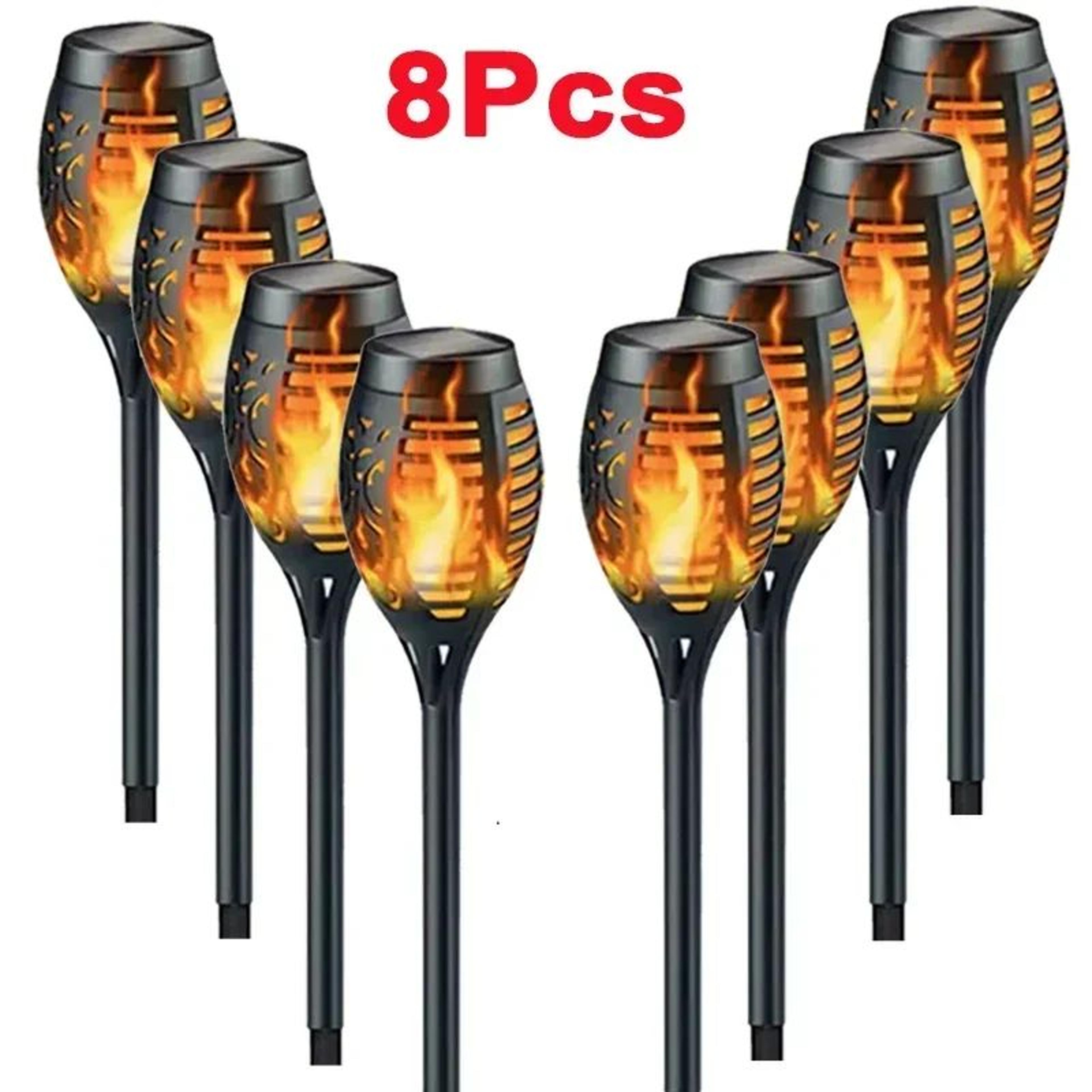 Solar Flame Torch Lights Outdoor Waterproof Flickering LED Garden Stakes 1 2 4 6 8 10 Pack 10