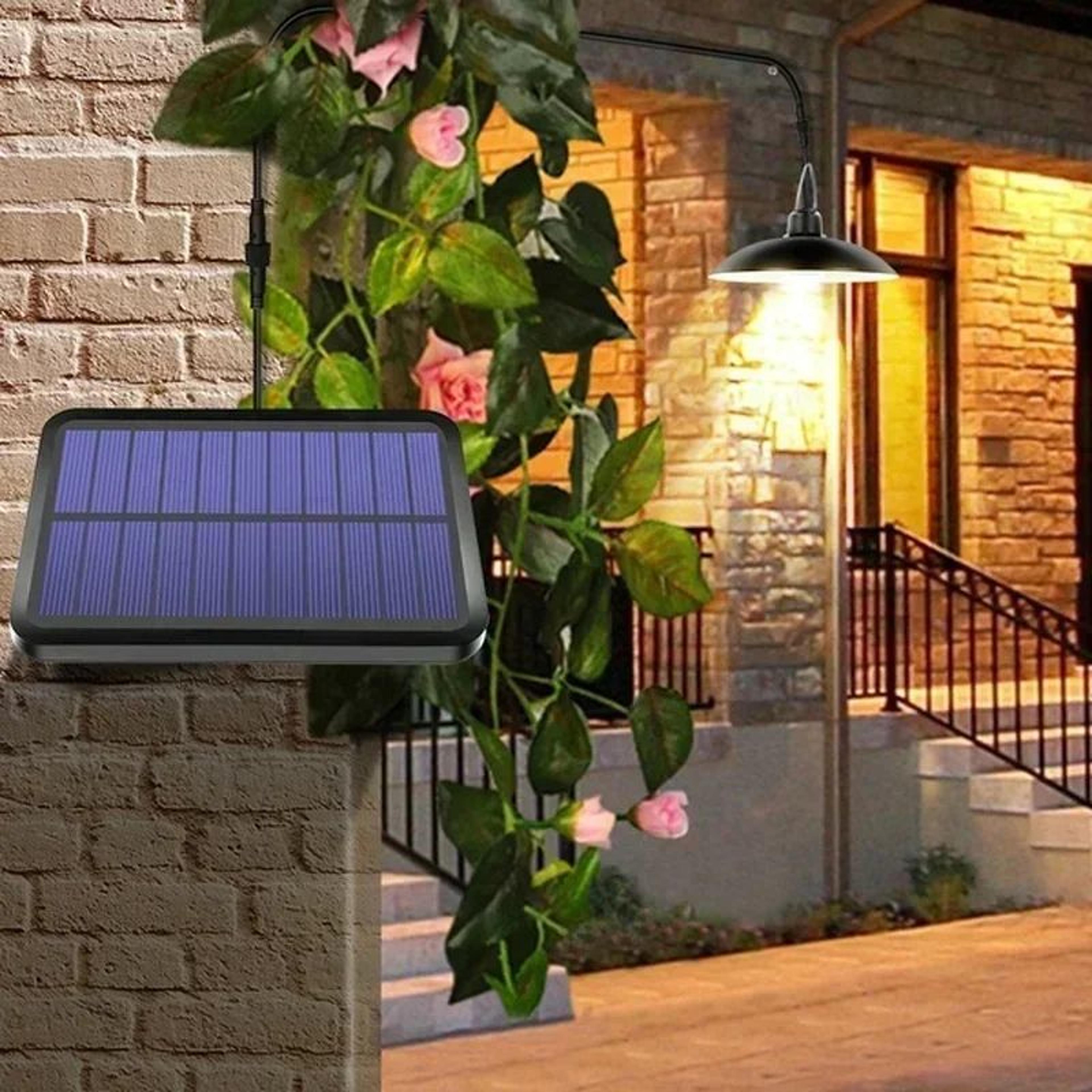 Solar Pendant Light Dual Head Remote Control IP65 Waterproof Dusk To Dawn Outdoor Solar Shed Light 2