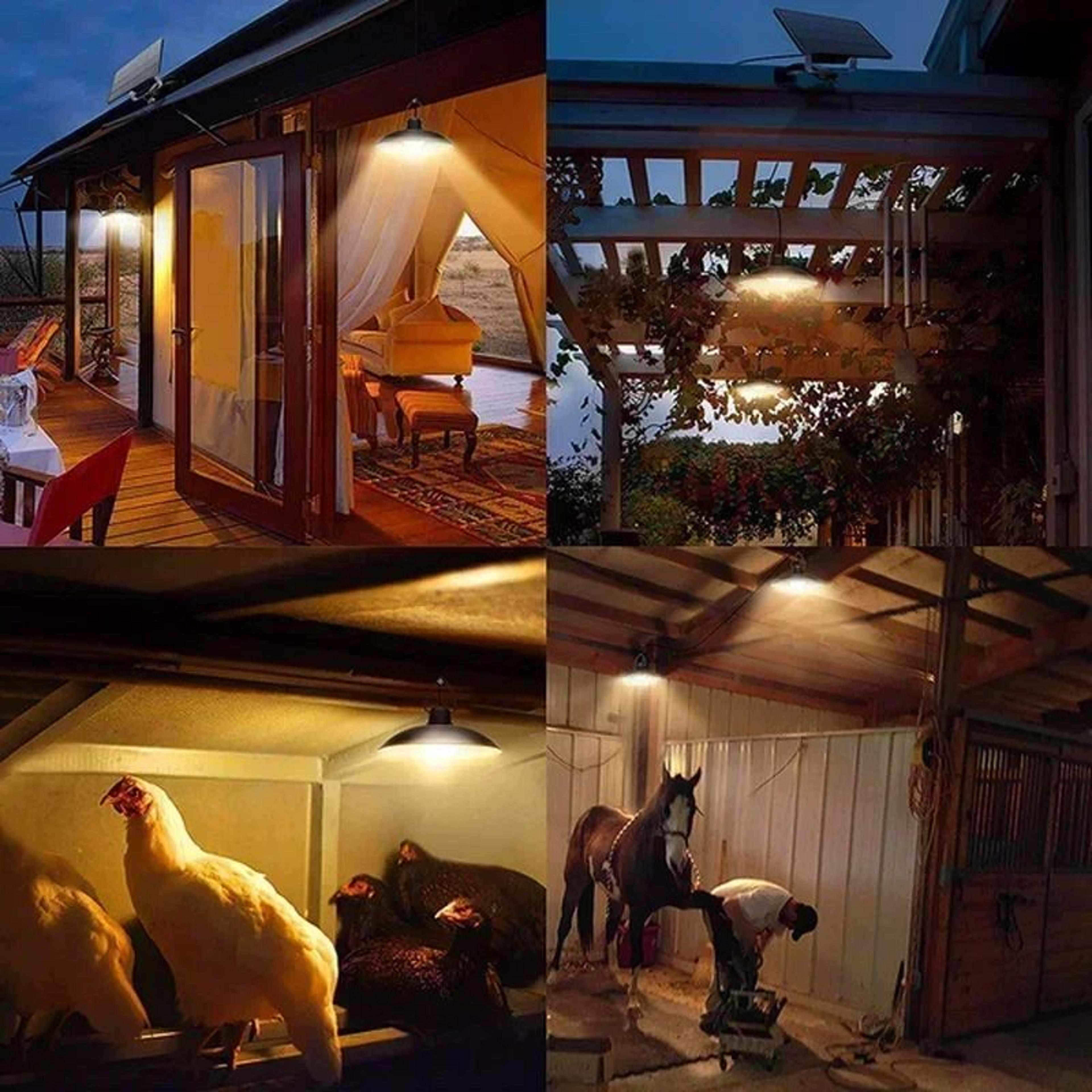 Solar Pendant Light Dual Head Remote Control IP65 Waterproof Dusk To Dawn Outdoor Solar Shed Light 3
