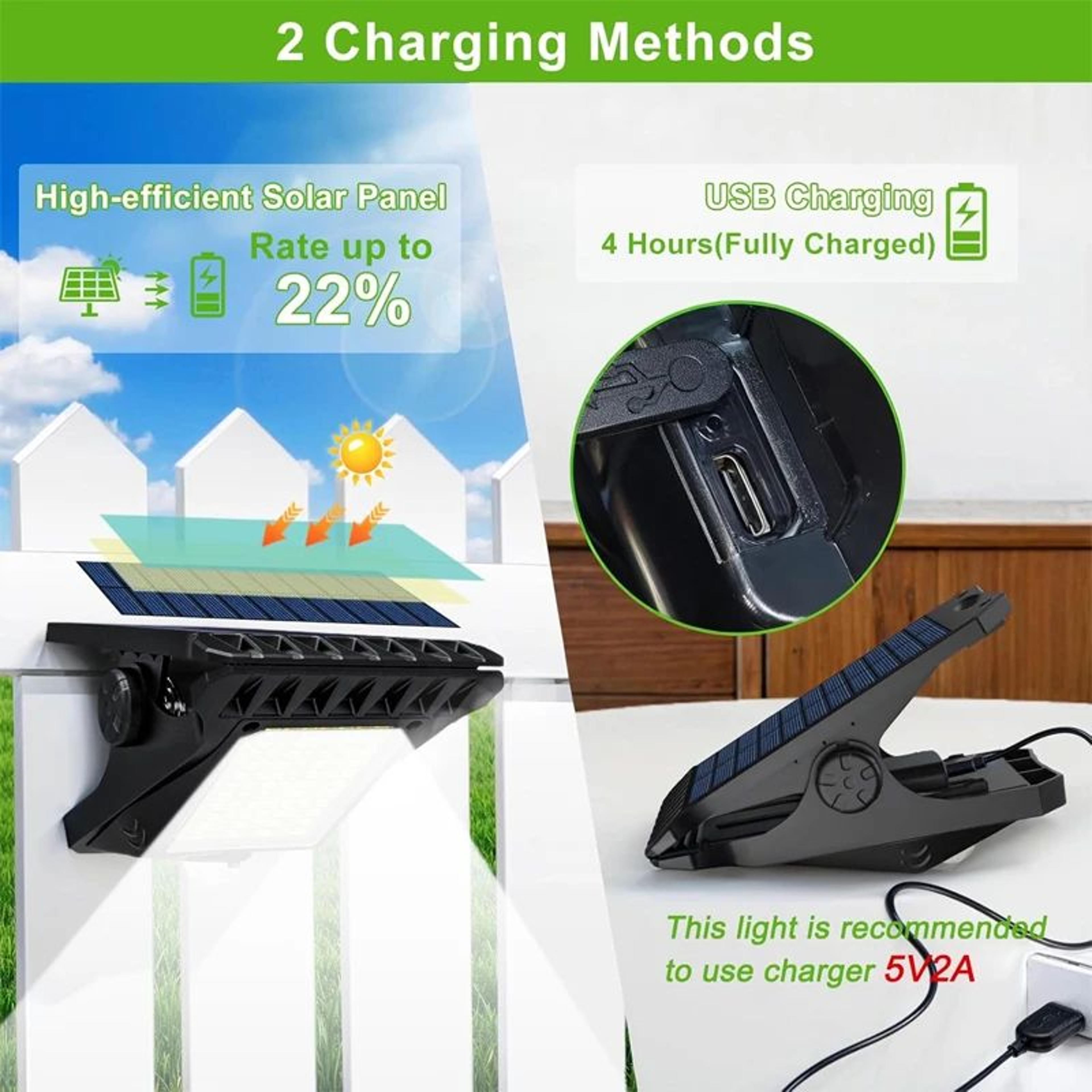 Solar Motion Sensor Fence Light ClipOn Waterproof Outdoor Security Lamp 1
