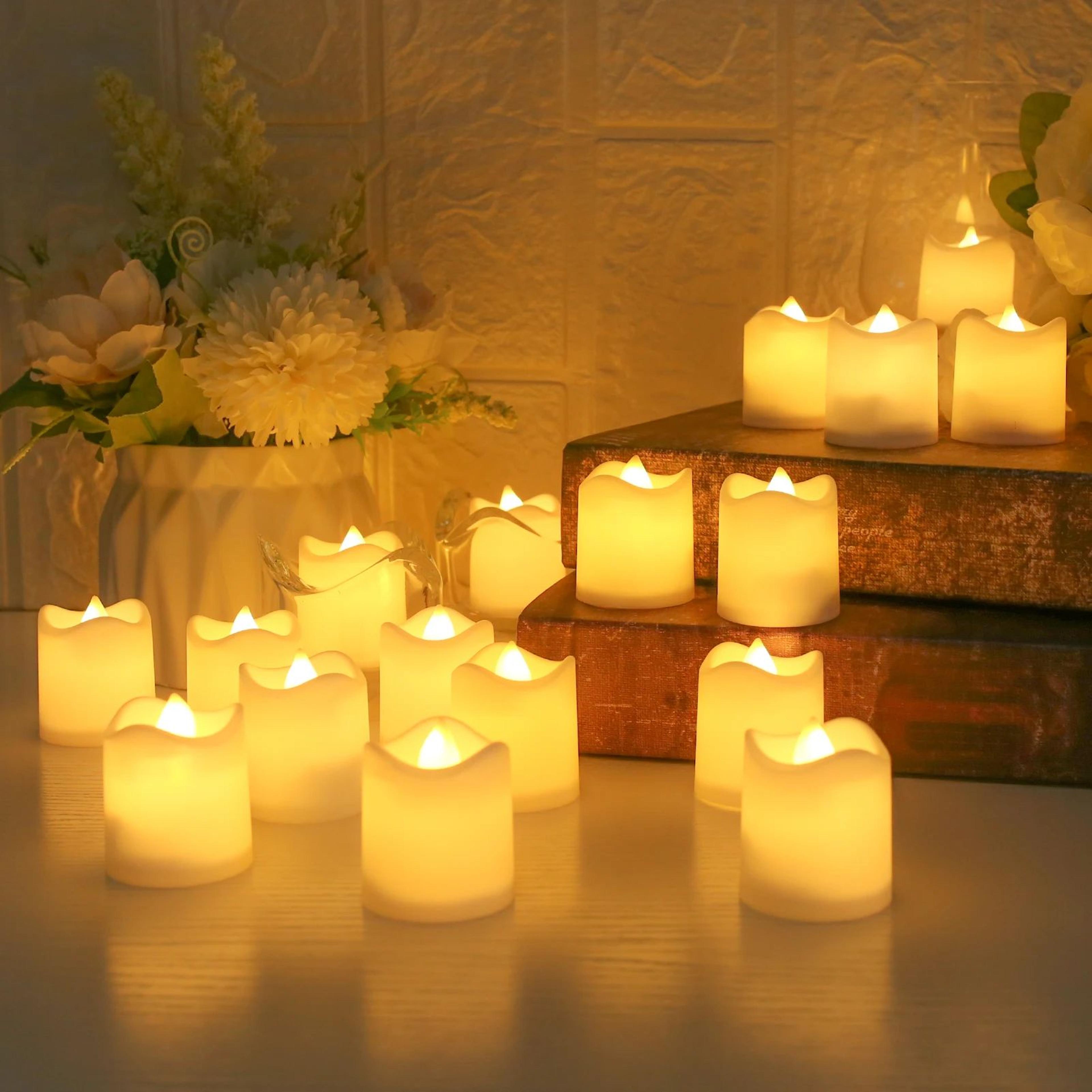 24 Or 48 Pack Flameless Votive Candles Battery Operated LED Tea Lights Warm White Flickering Decor 2