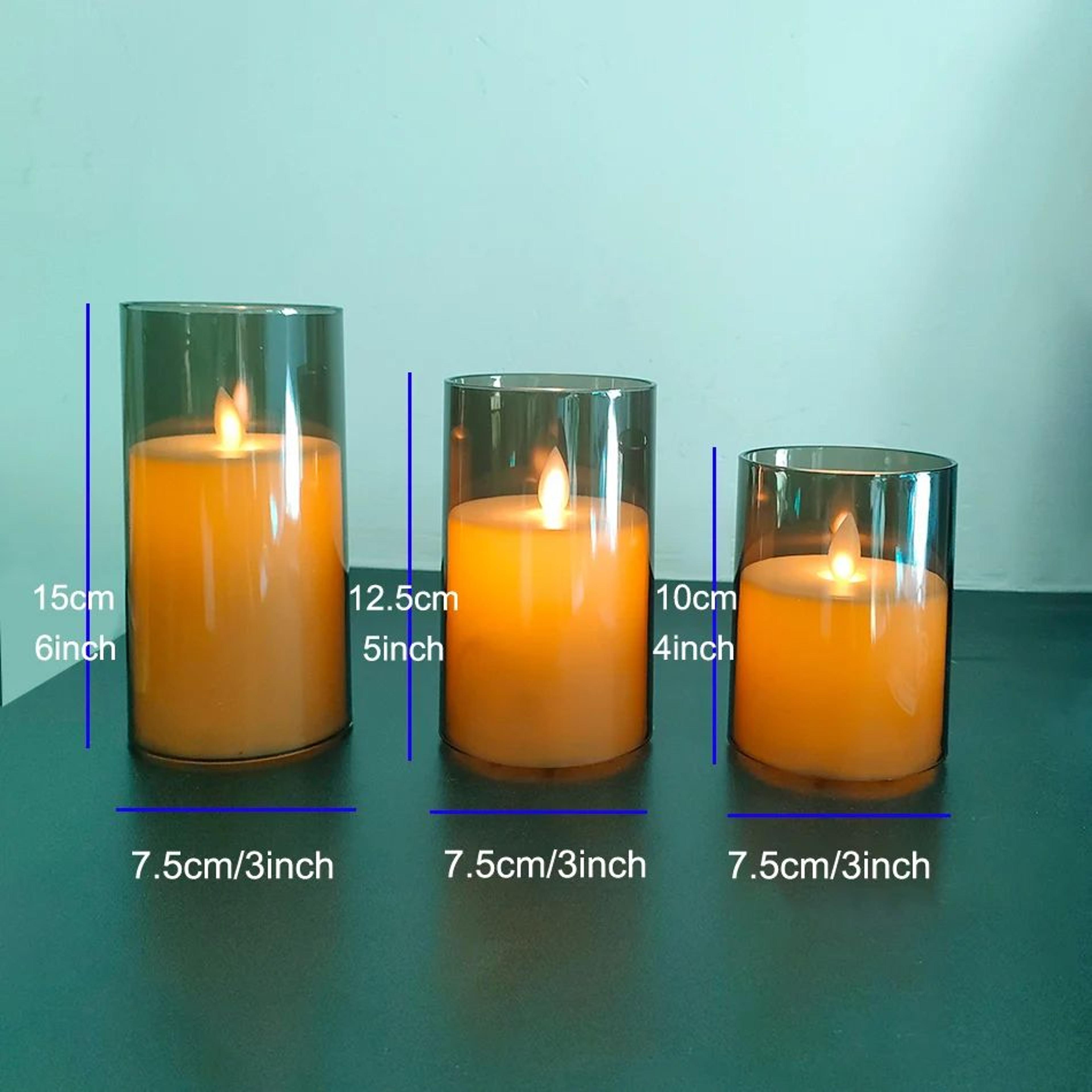 USB Rechargeable LED Pillar Candles 3 Piece Set With Moving Wick And Remote Control 3