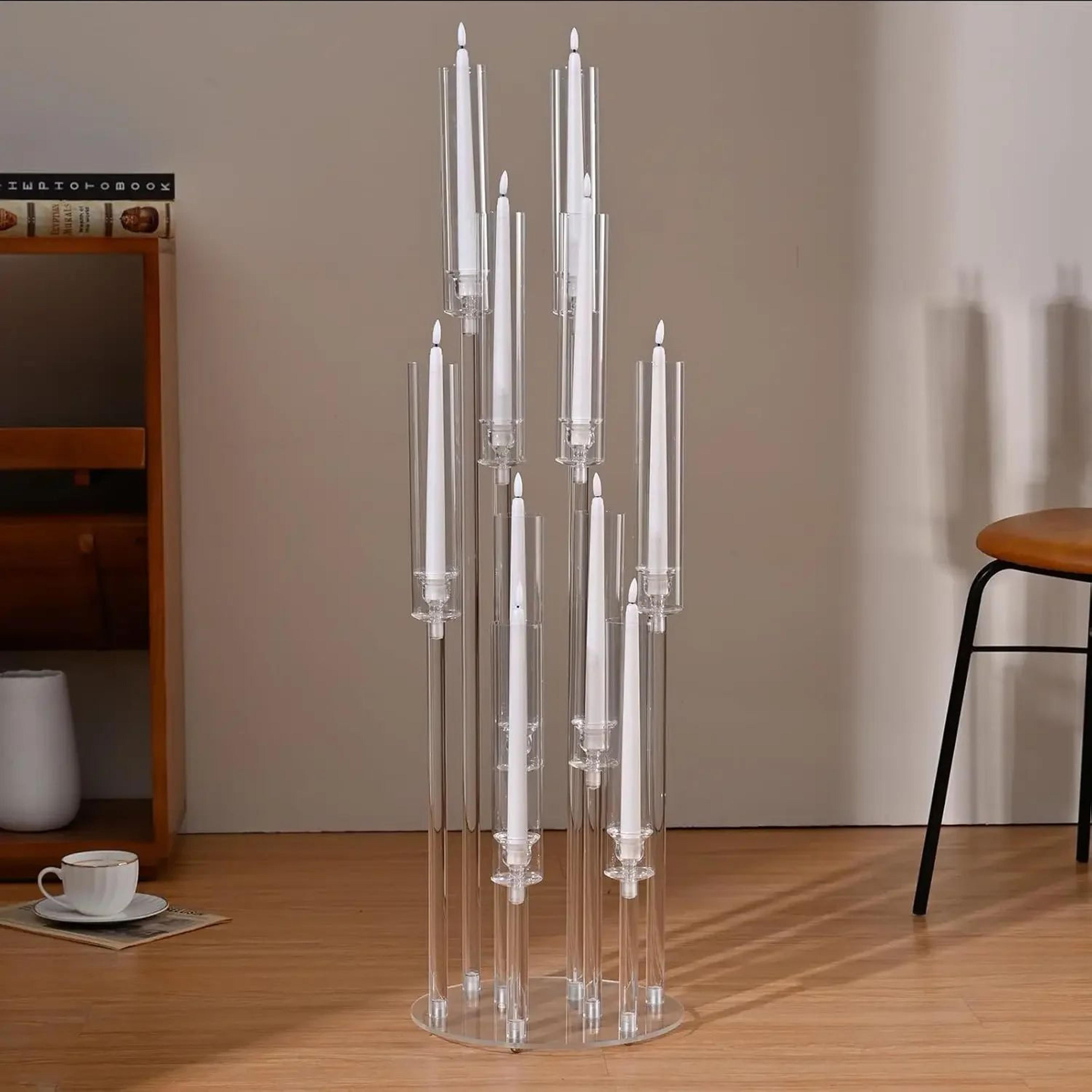 Clear Acrylic Candelabra 10 Arm Wedding Centerpiece Candle Holder Set For Elegant Table Decor 6