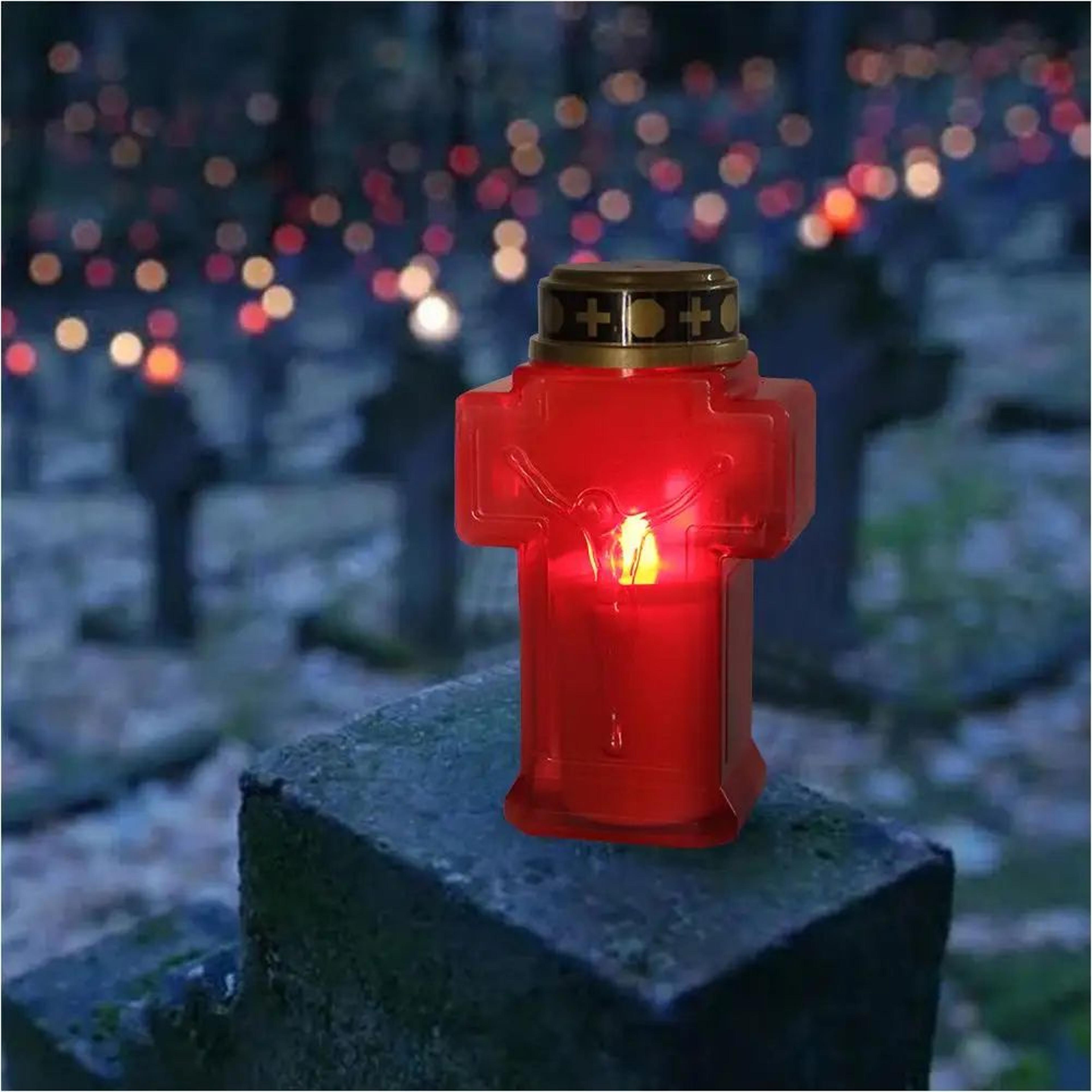 2 Pcs Flameless Religious Candles LED Prayer Lights With Jesus Cross Design Battery Operated 3