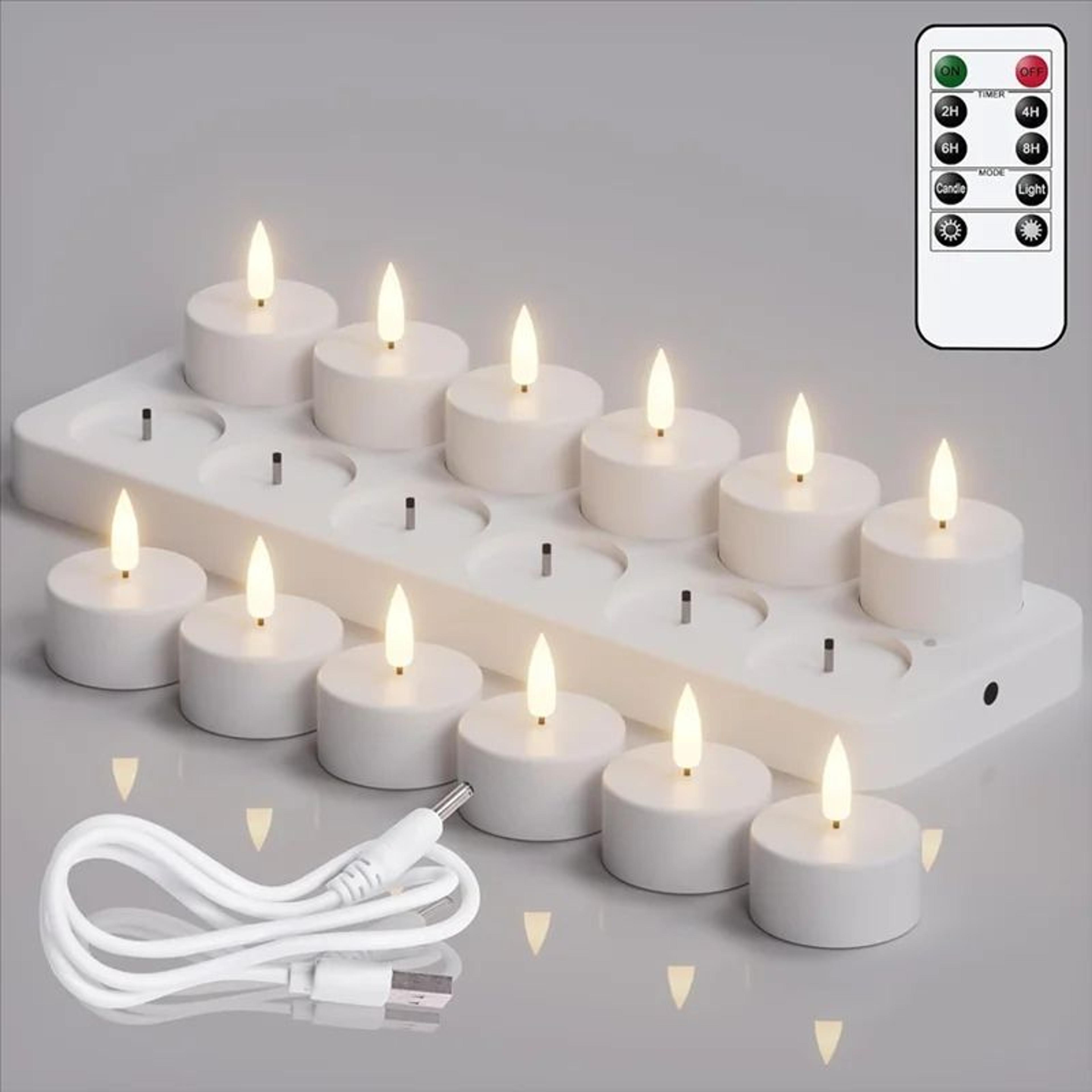 Rechargeable Flameless LED Tea Lights With Remote Control And Timer For Wedding Table Decor 3