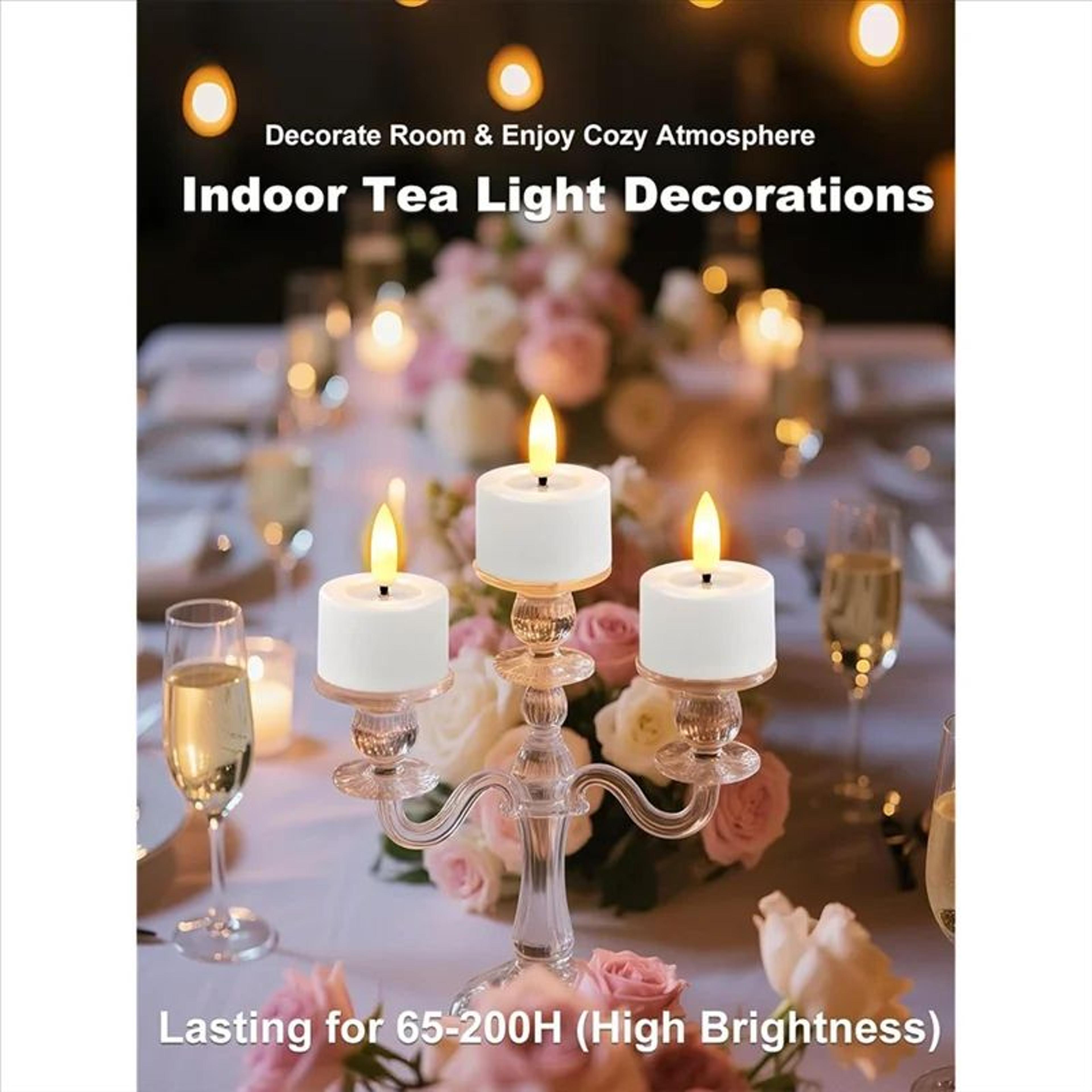 Rechargeable Flameless LED Tea Lights With Remote Control And Timer For Wedding Table Decor 4