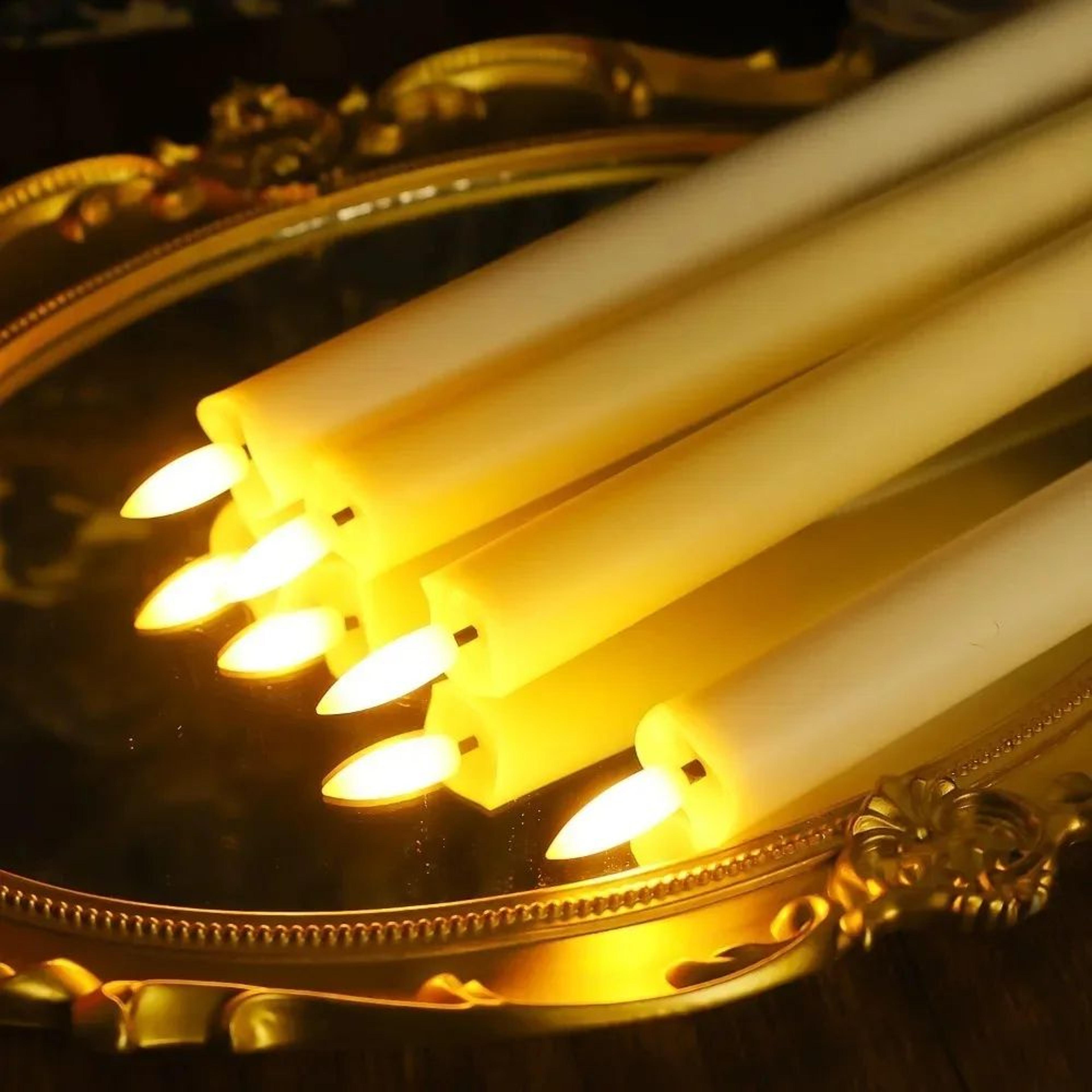 Battery Operated Flameless Taper Candles With Realistic Flickering LED Light For Wedding And Party  3