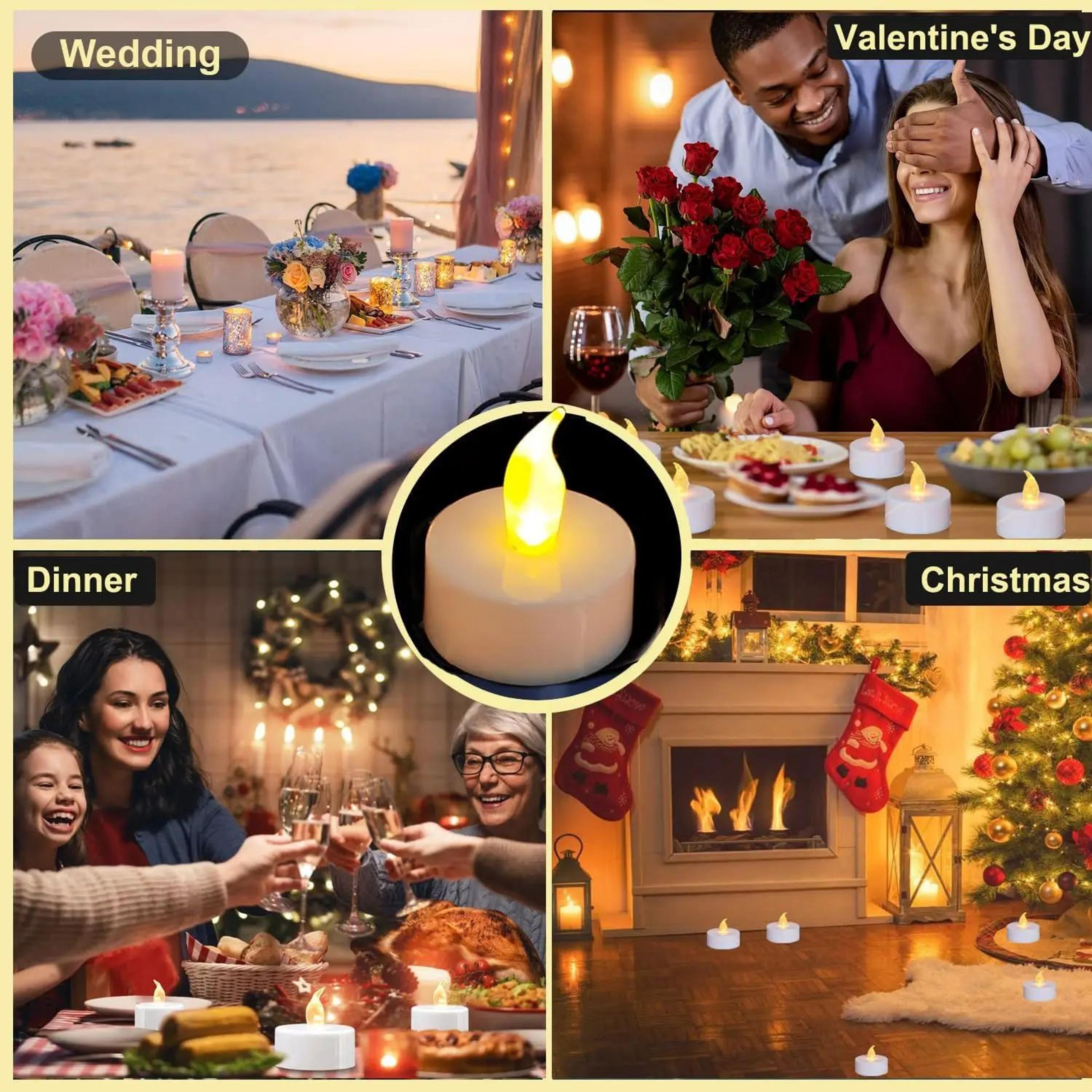 12 Pack Flameless LED Tea Light Candles With Auto Timer Flickering Battery Operated Warm White 5