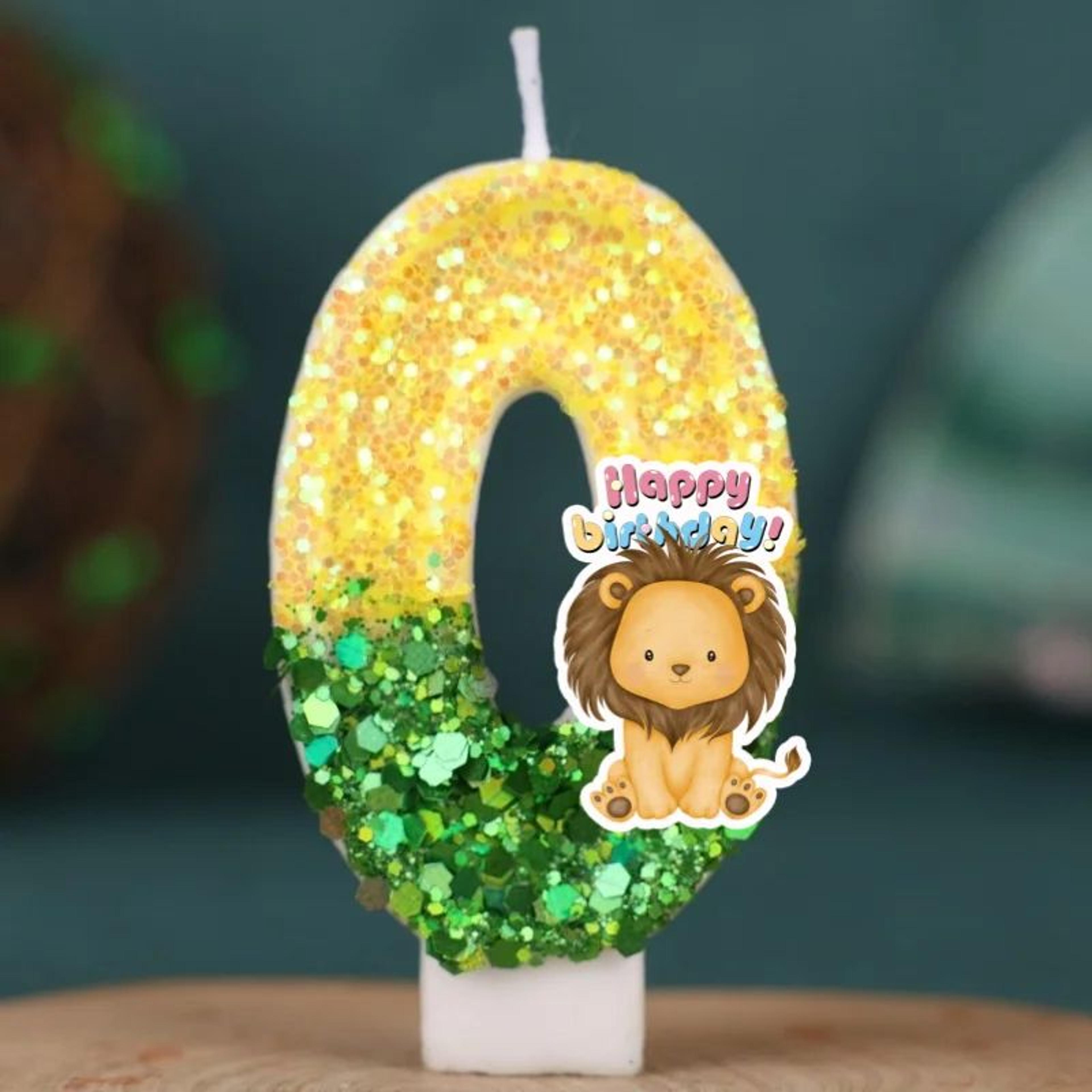 Forest Animal Lion Number Birthday Candle For Kids Cake Decoration 6