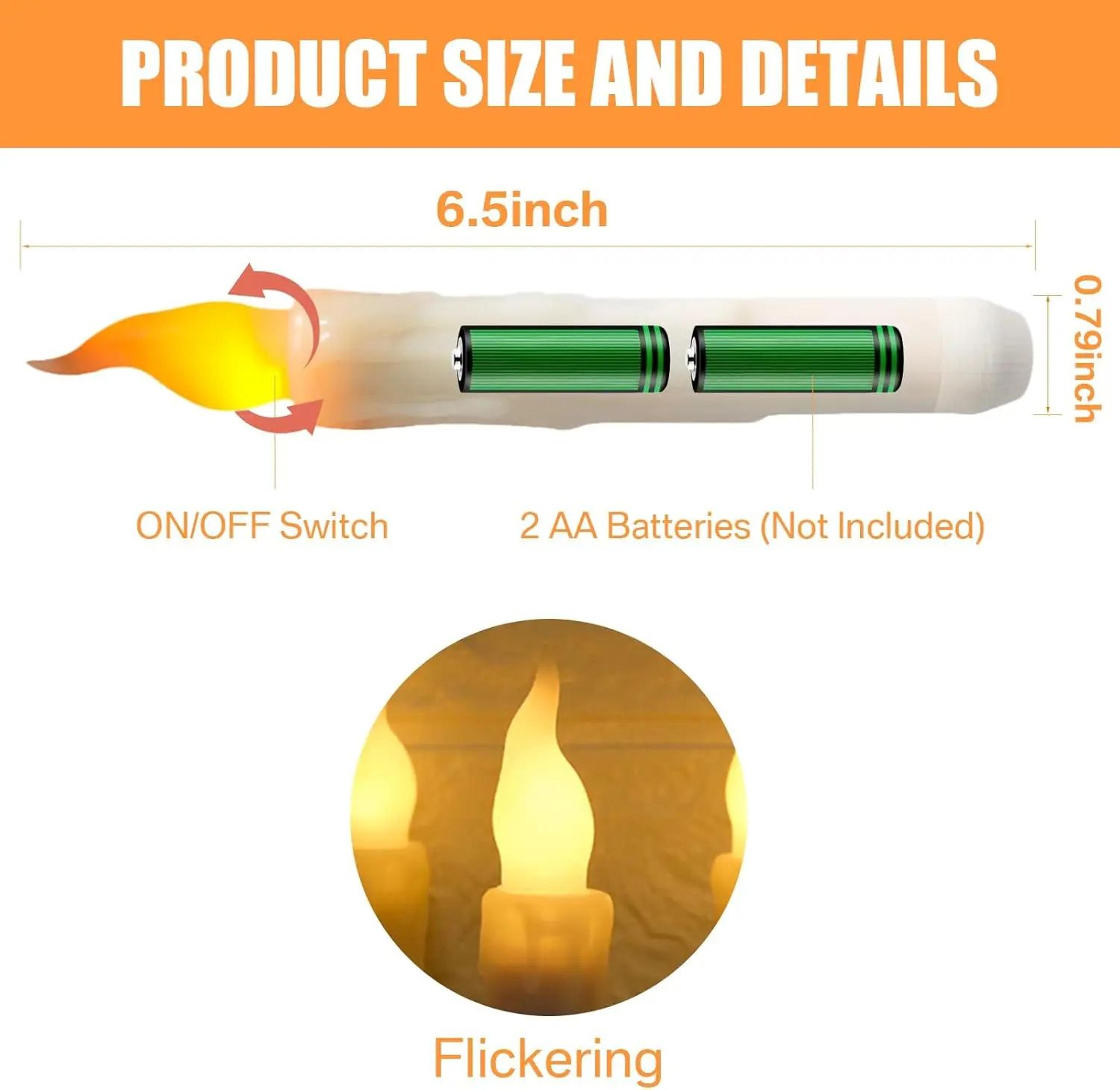65 Inch LED Taper Candles Battery Operated Flameless Candles For Window And Holiday Decor 4