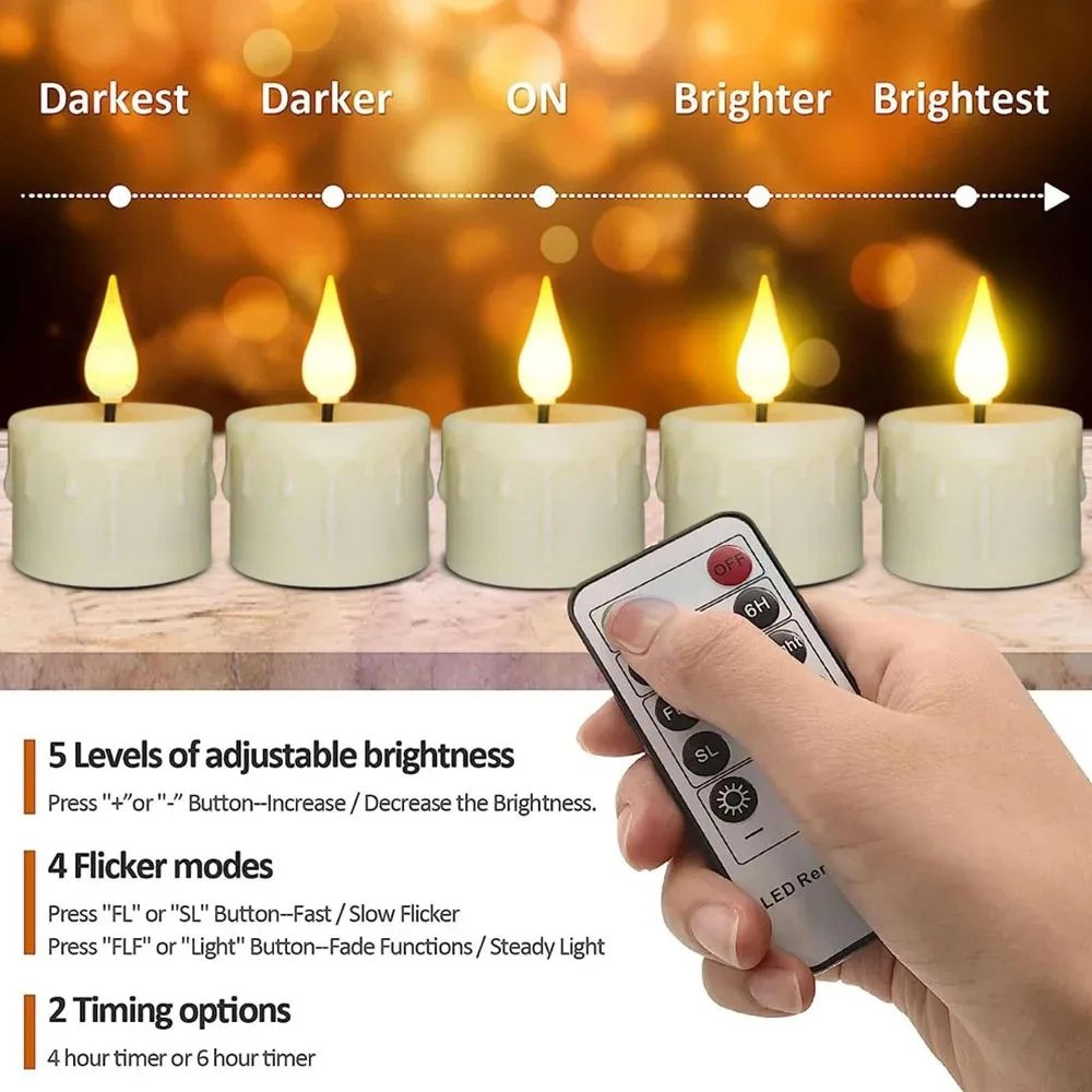 USB Rechargeable LED Tea Lights With Remote Control Timer And Flickering Flameless Candles 5