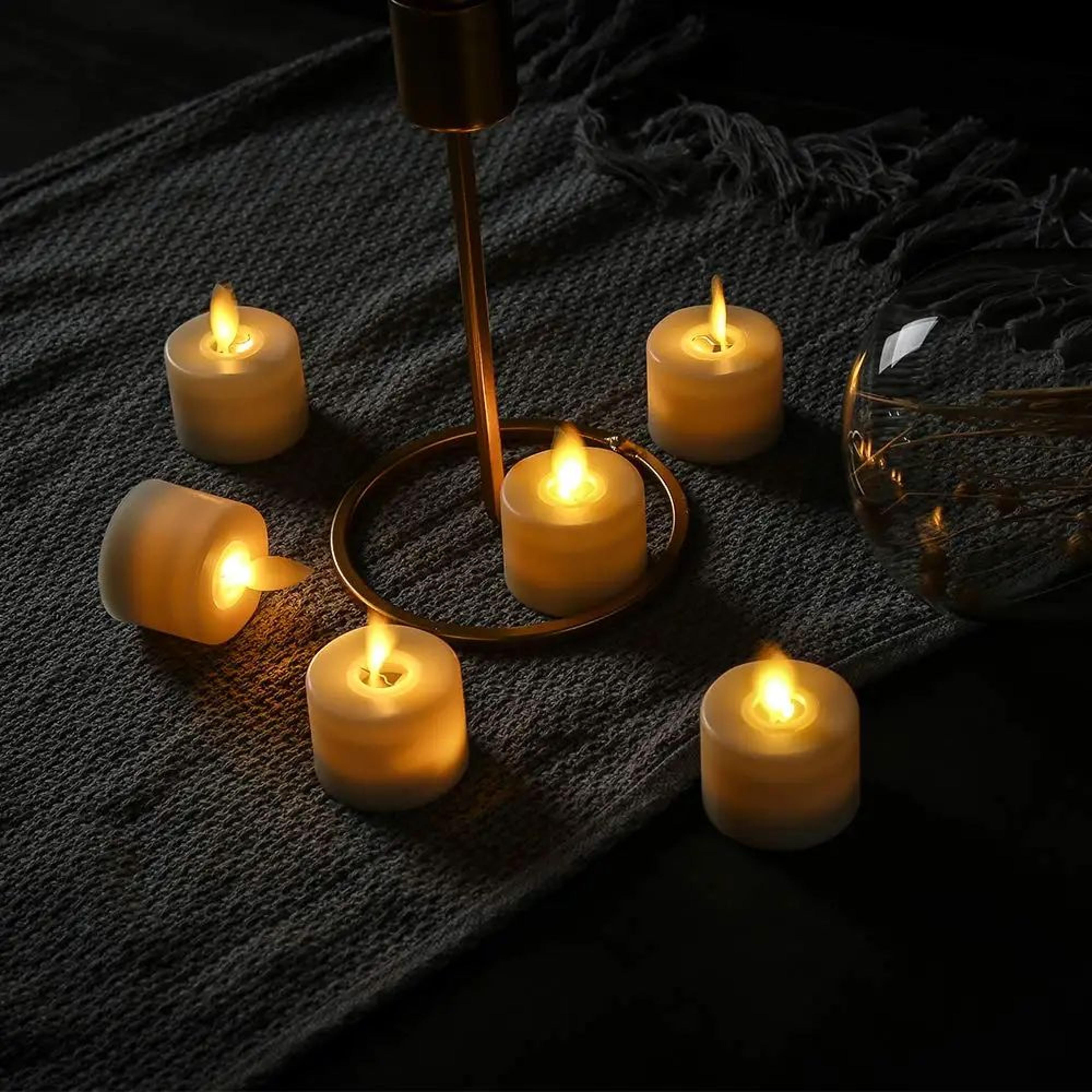 Warm White LED Tea Light Candles With Moving Wick Battery Operated Flameless Candles 3 6 12 Pieces 1