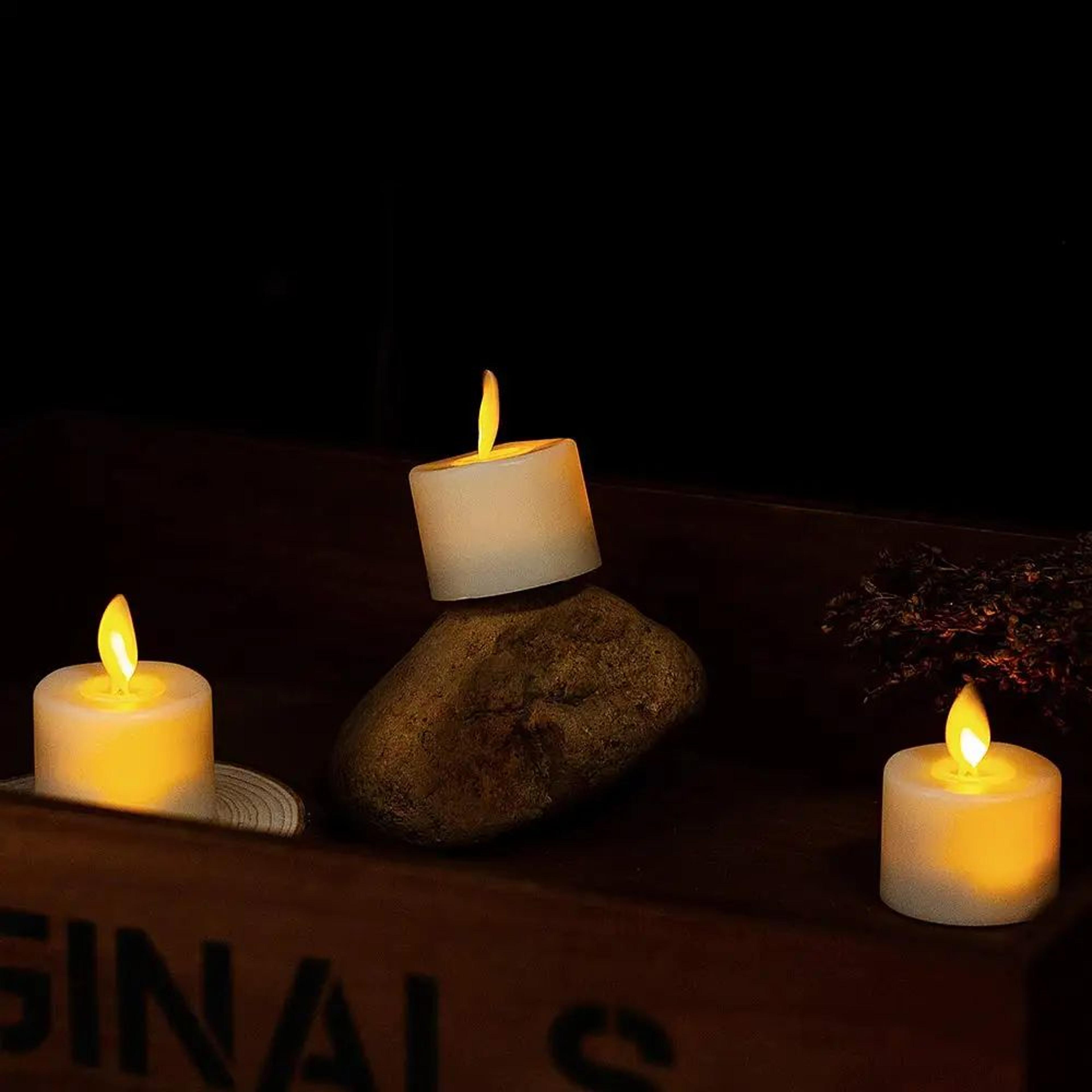 Warm White LED Tea Light Candles With Moving Wick Battery Operated Flameless Candles 3 6 12 Pieces 2