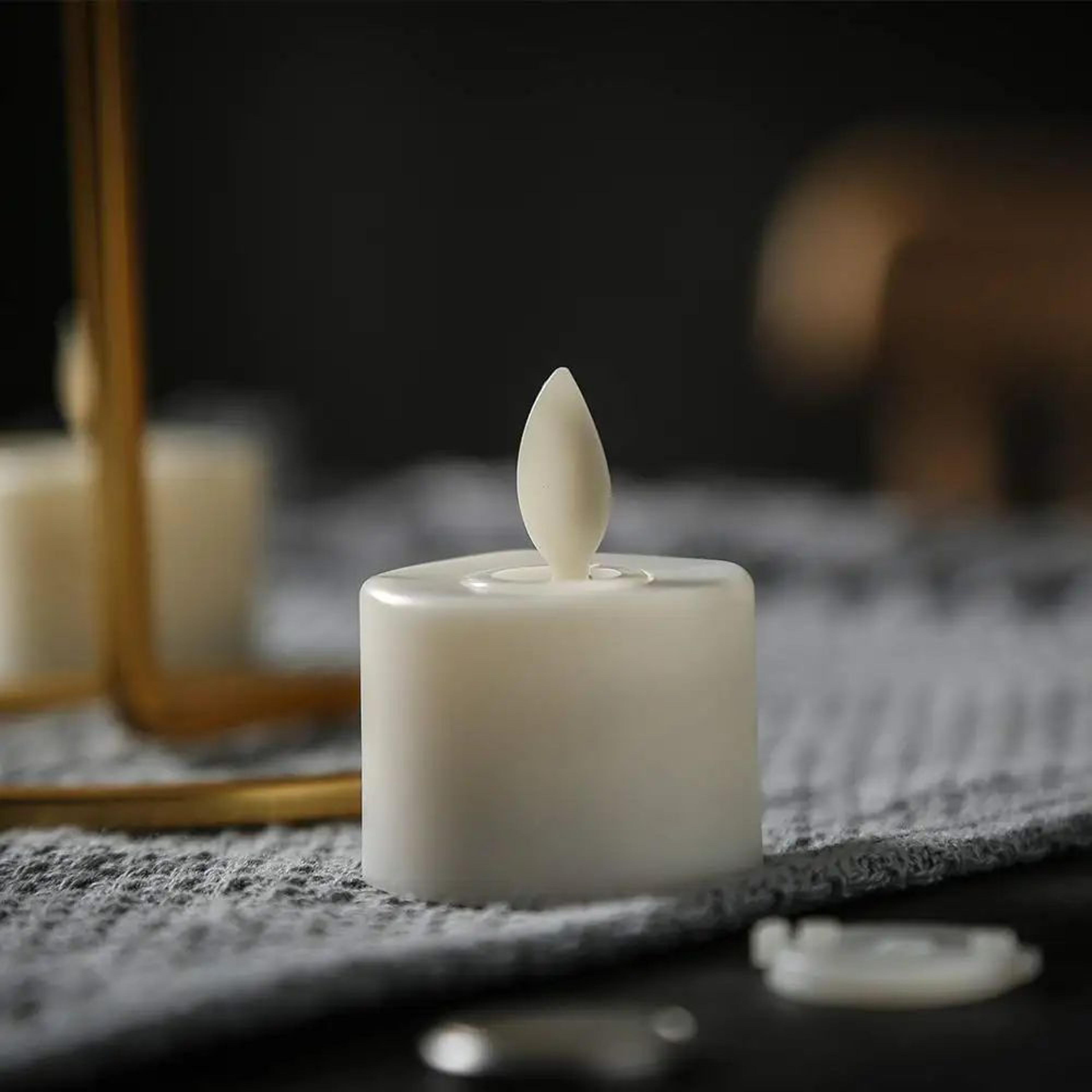 Warm White LED Tea Light Candles With Moving Wick Battery Operated Flameless Candles 3 6 12 Pieces 3