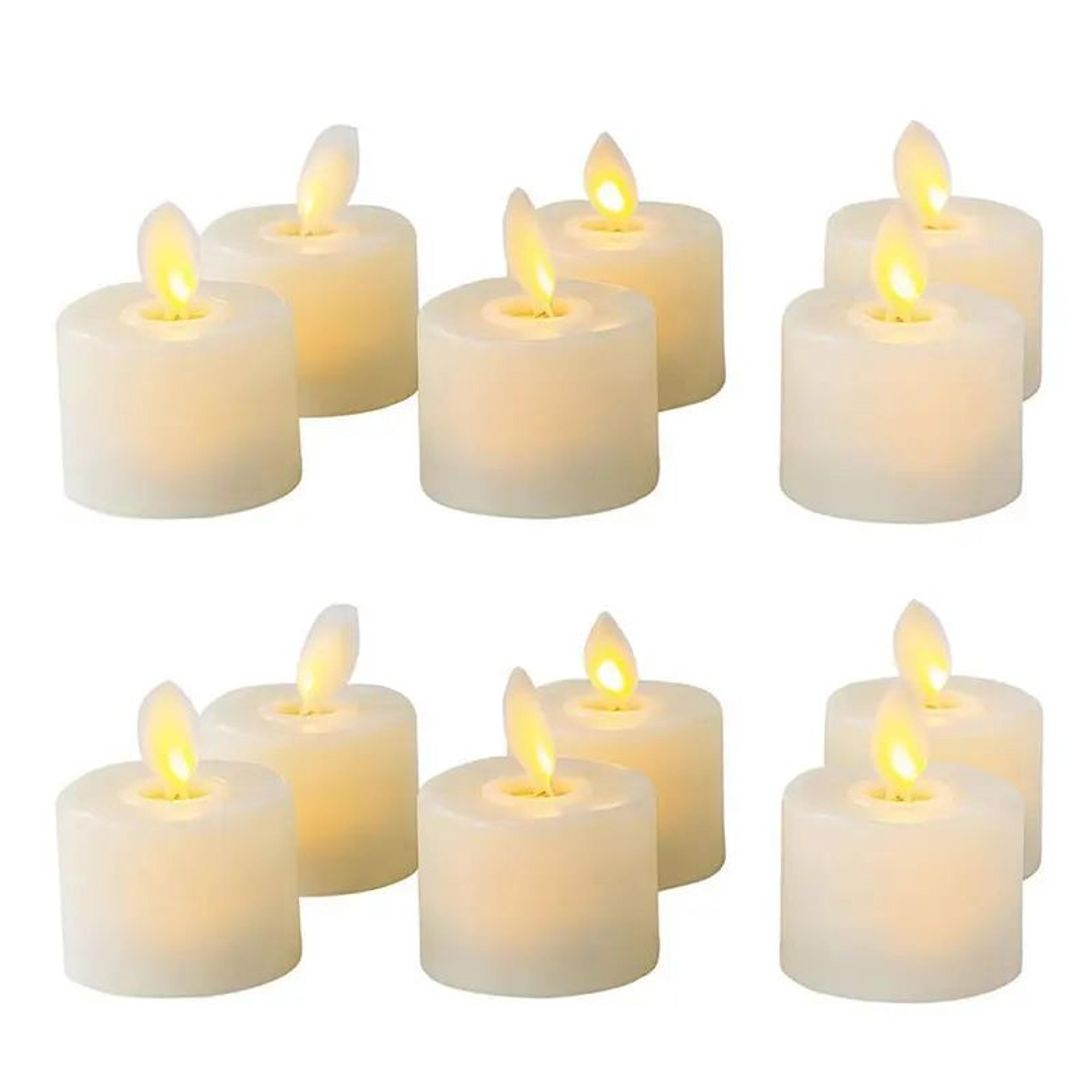 Warm White LED Tea Light Candles With Moving Wick Battery Operated Flameless Candles 3 6 12 Pieces 8