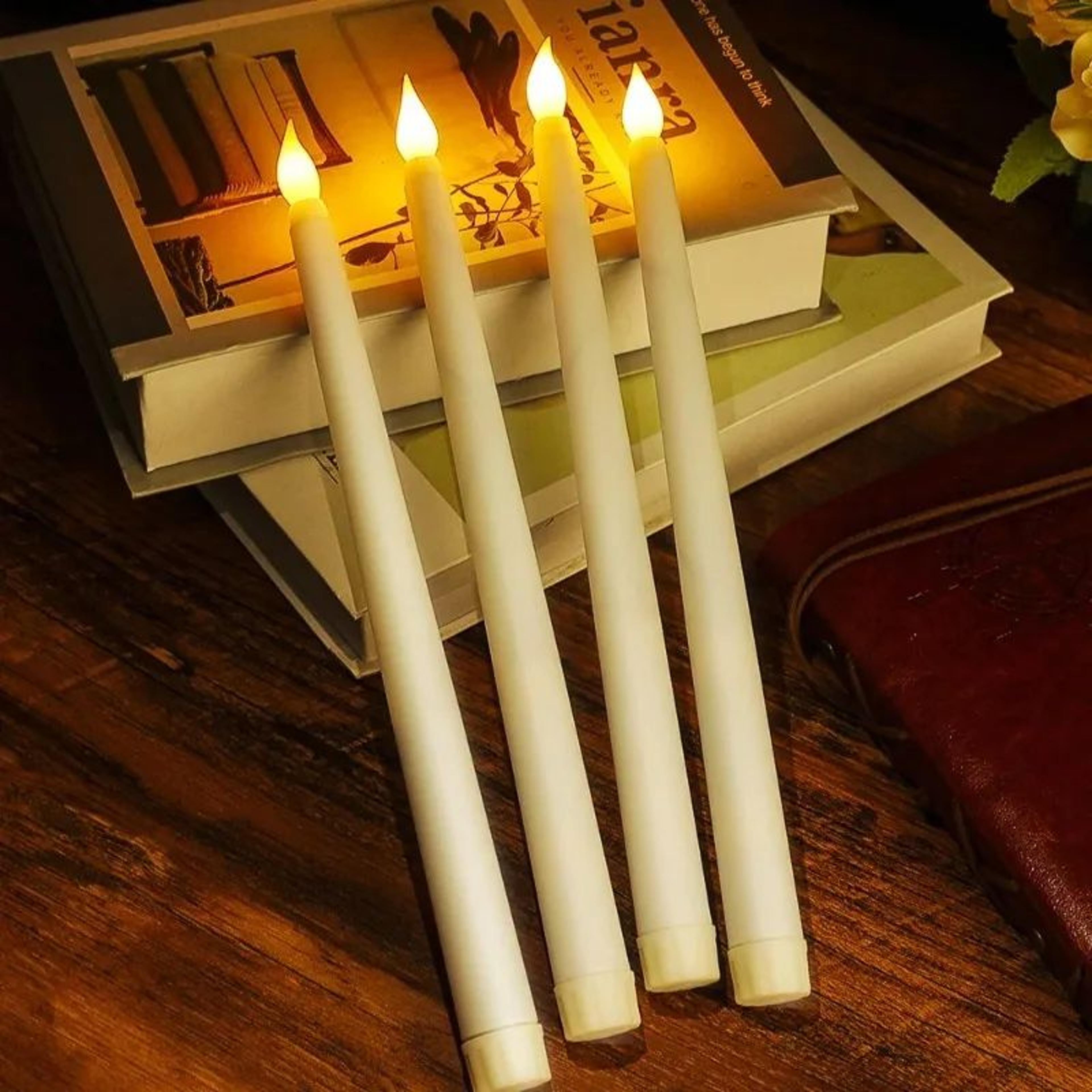 28 Inch LED Flameless Taper Candles Battery Operated Warm White Decorative Candle Set 3