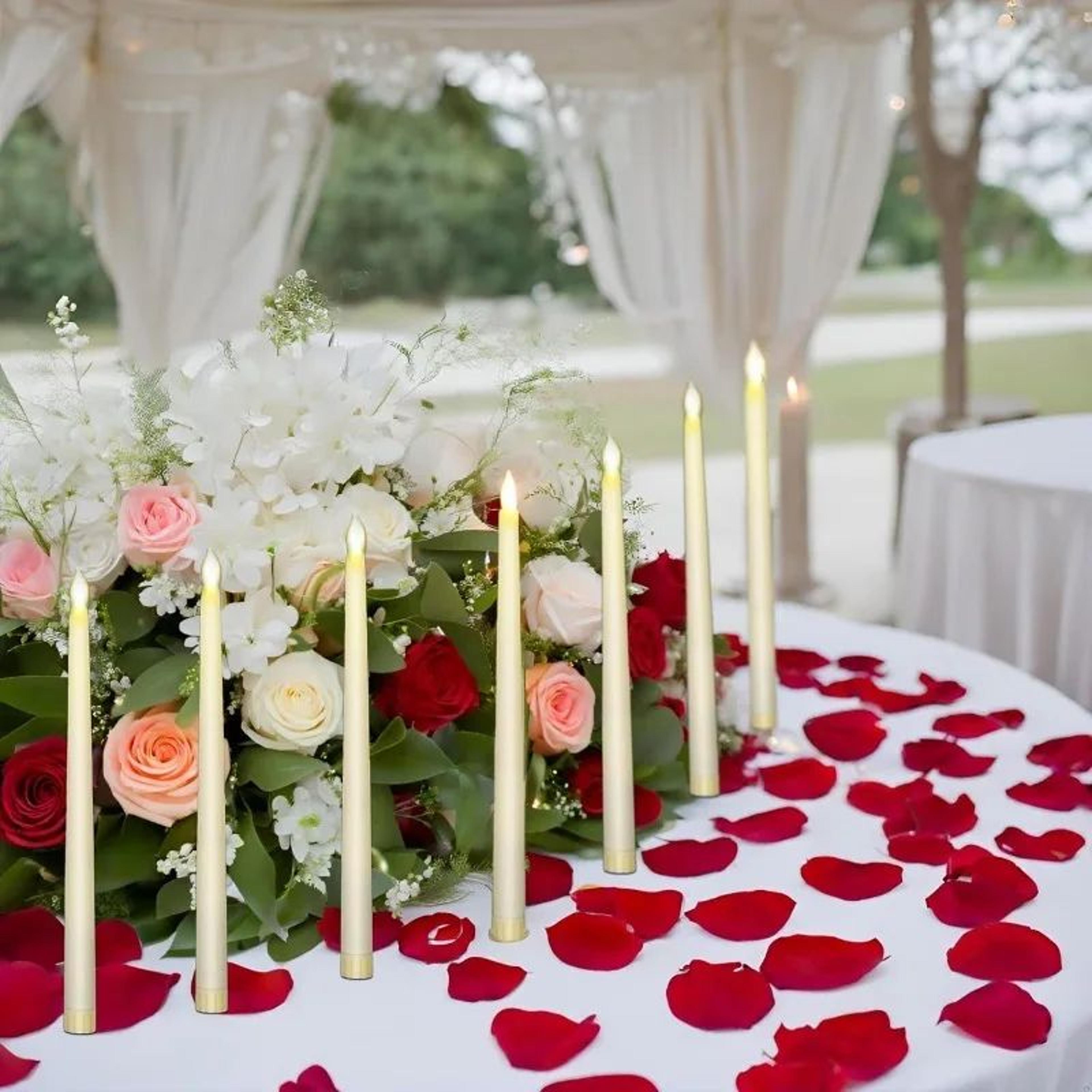 28 Inch LED Flameless Taper Candles Battery Operated Warm White Decorative Candle Set 5