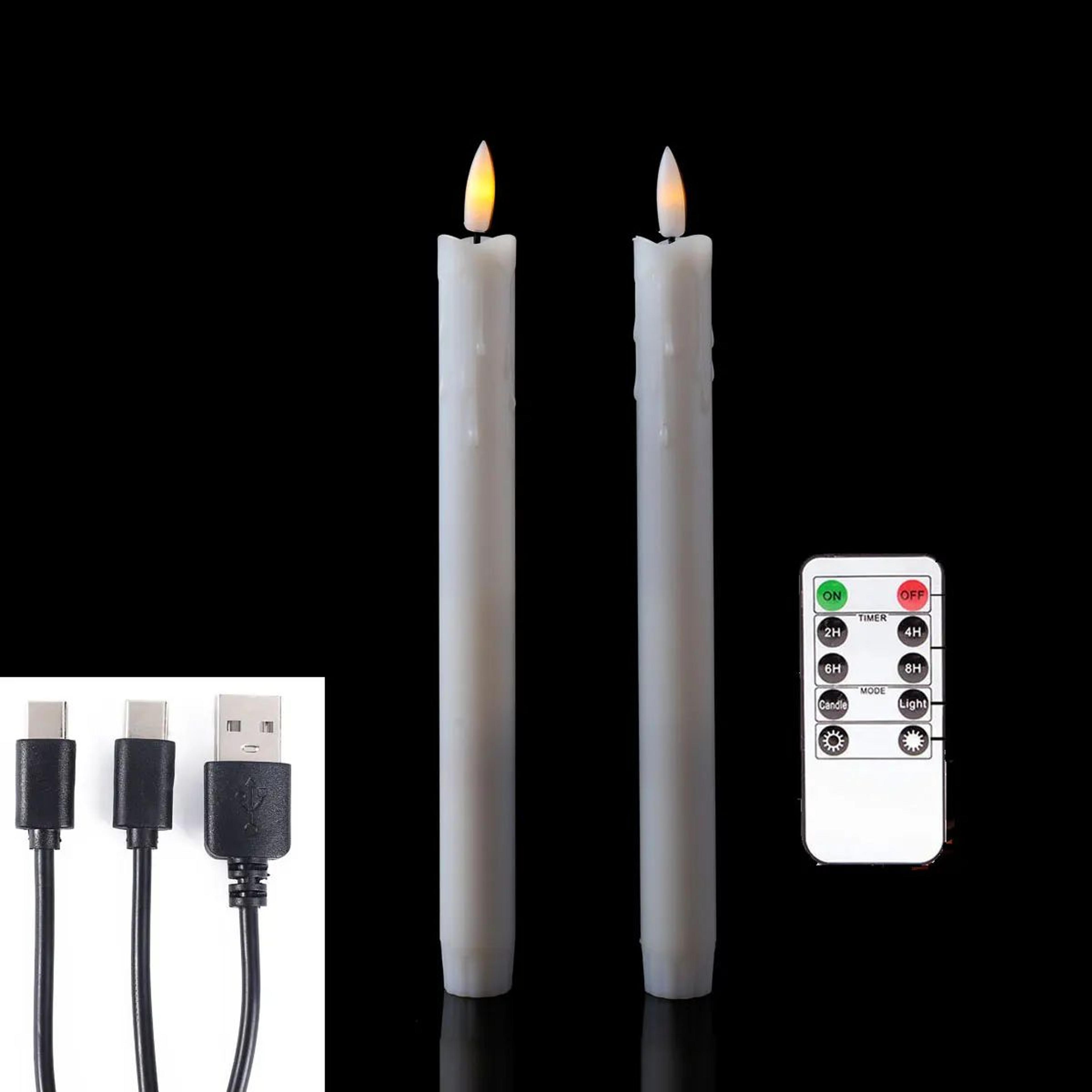 USB Rechargeable Flameless Taper Candles With Remote 10 Inch LED Window Candles 2 Pack 7