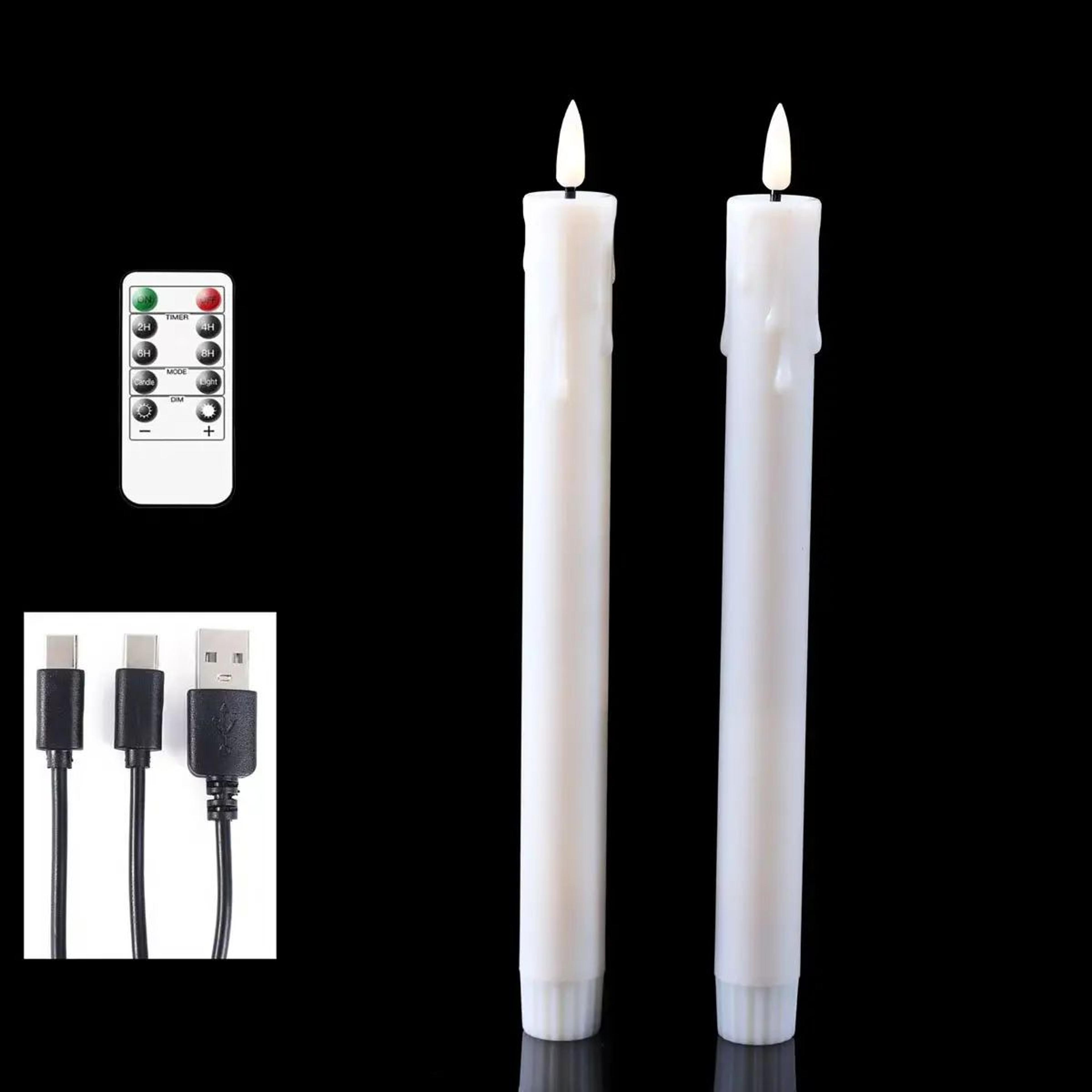 USB Rechargeable Flameless Taper Candles With Remote 10 Inch LED Window Candles 2 Pack 9