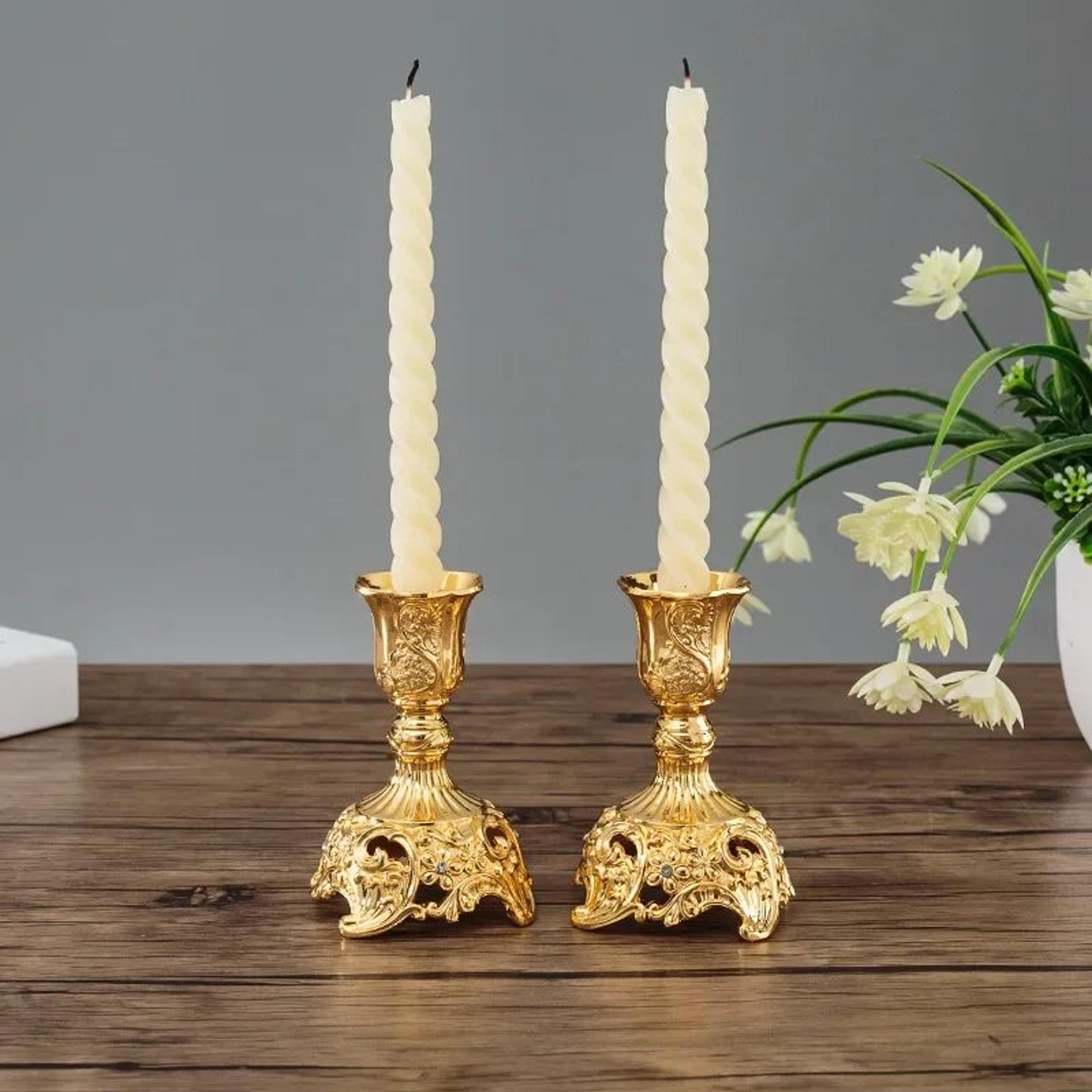 2PCS European Metal Candle Holder Gold And Silver Taper Candlestick Stand For Wedding And Home Deco 1