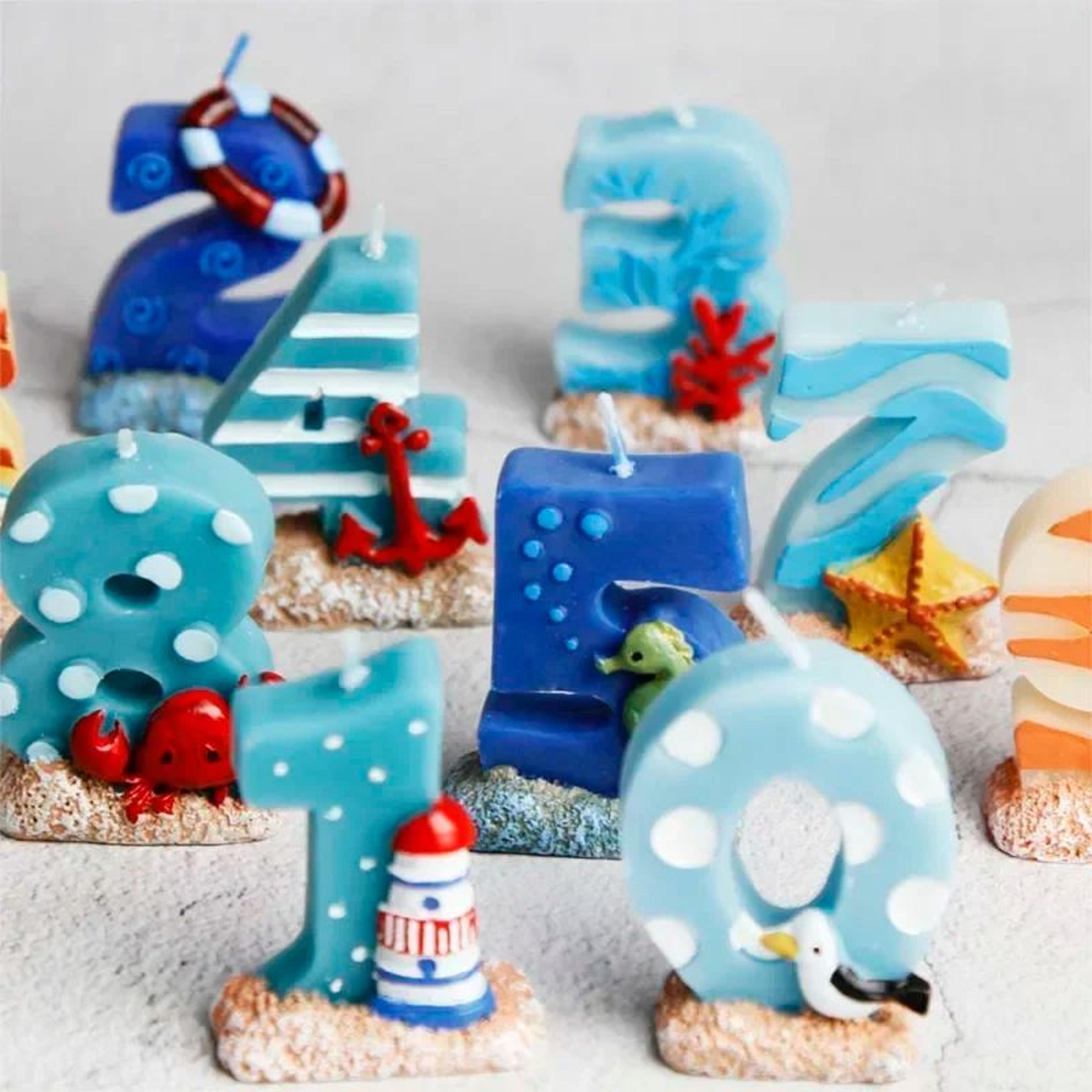 Ocean Theme Number Birthday Candle Cake Topper For Beach And Under The Sea Party Decorations 0