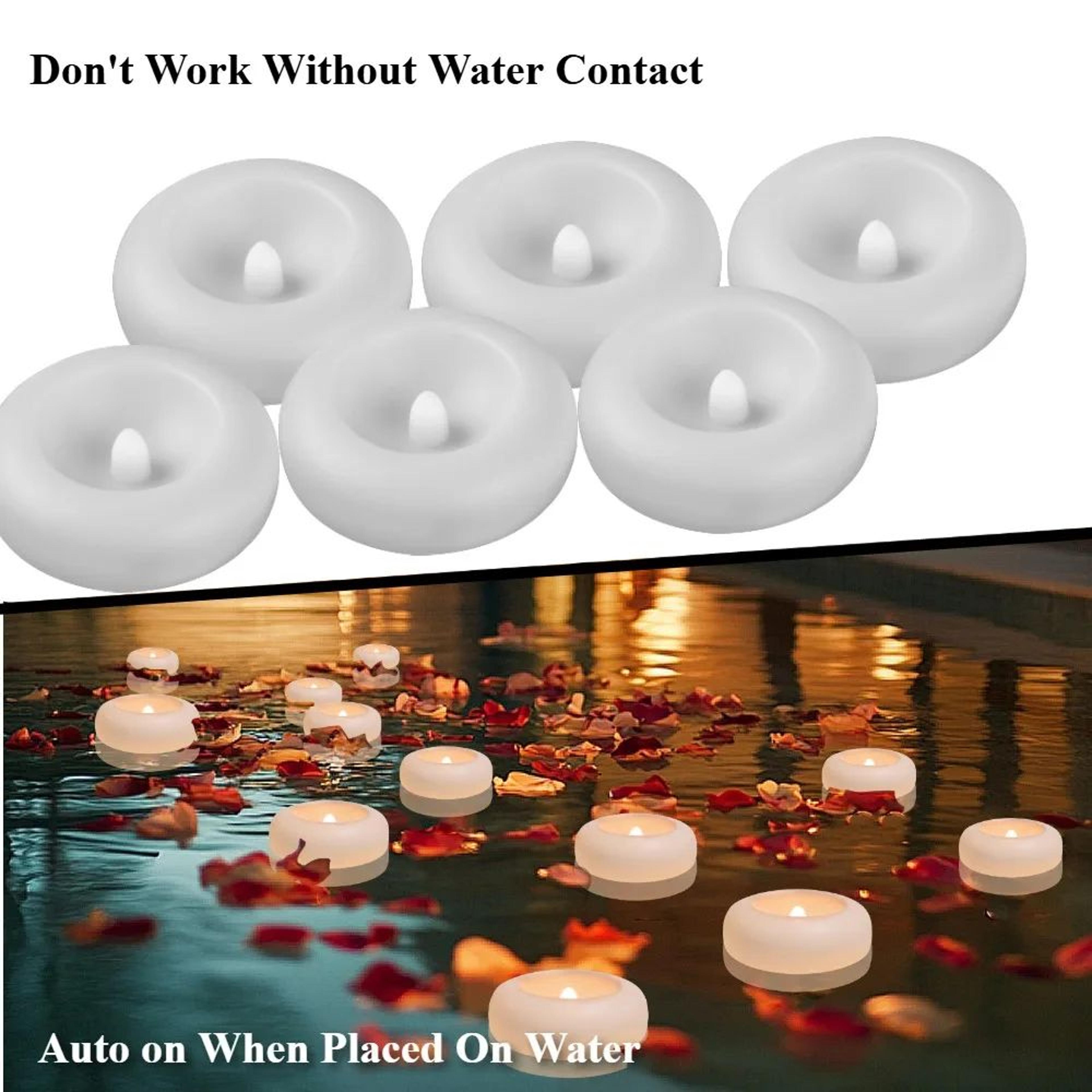 Waterproof Floating LED Candles Flickering Flameless Tea Lights Set For Pool Bath Wedding Decor 2