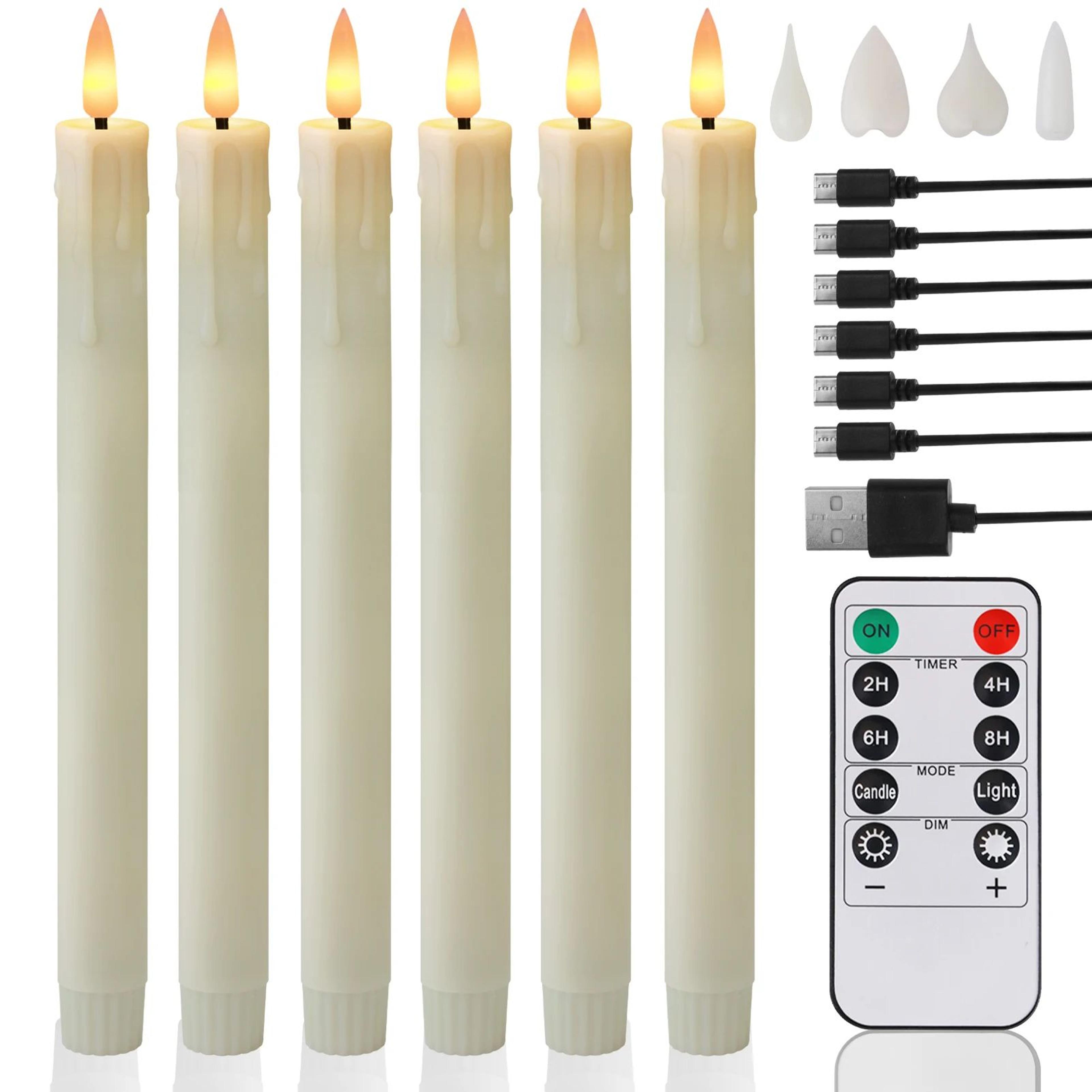 Rechargeable Flameless LED Taper Candles With Remote Control And USB Charging 7