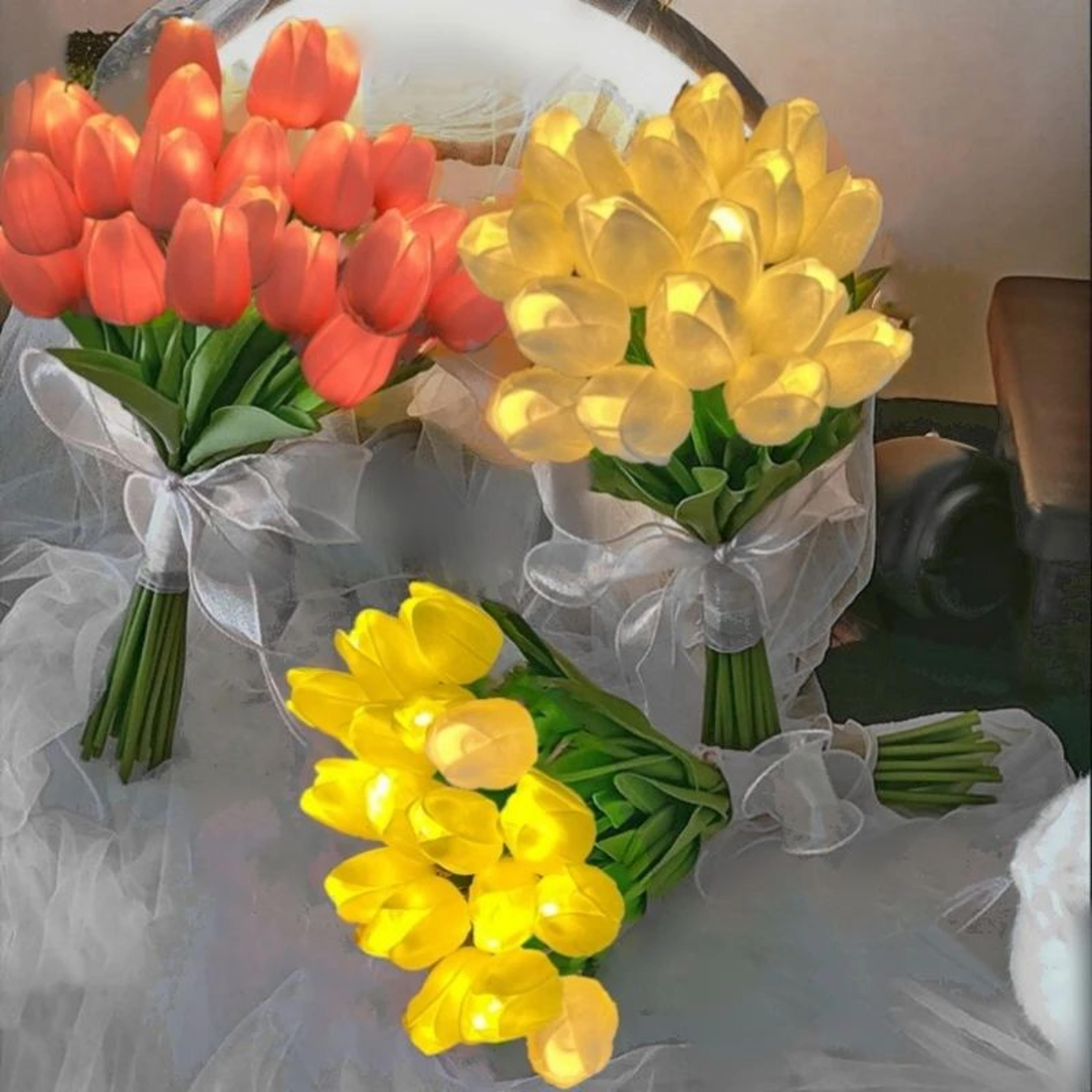 Radiant LED Tulip Night Light  Artificial Tulip Flowers Bouquet Table Lamp For Home Decor  Gifts 2