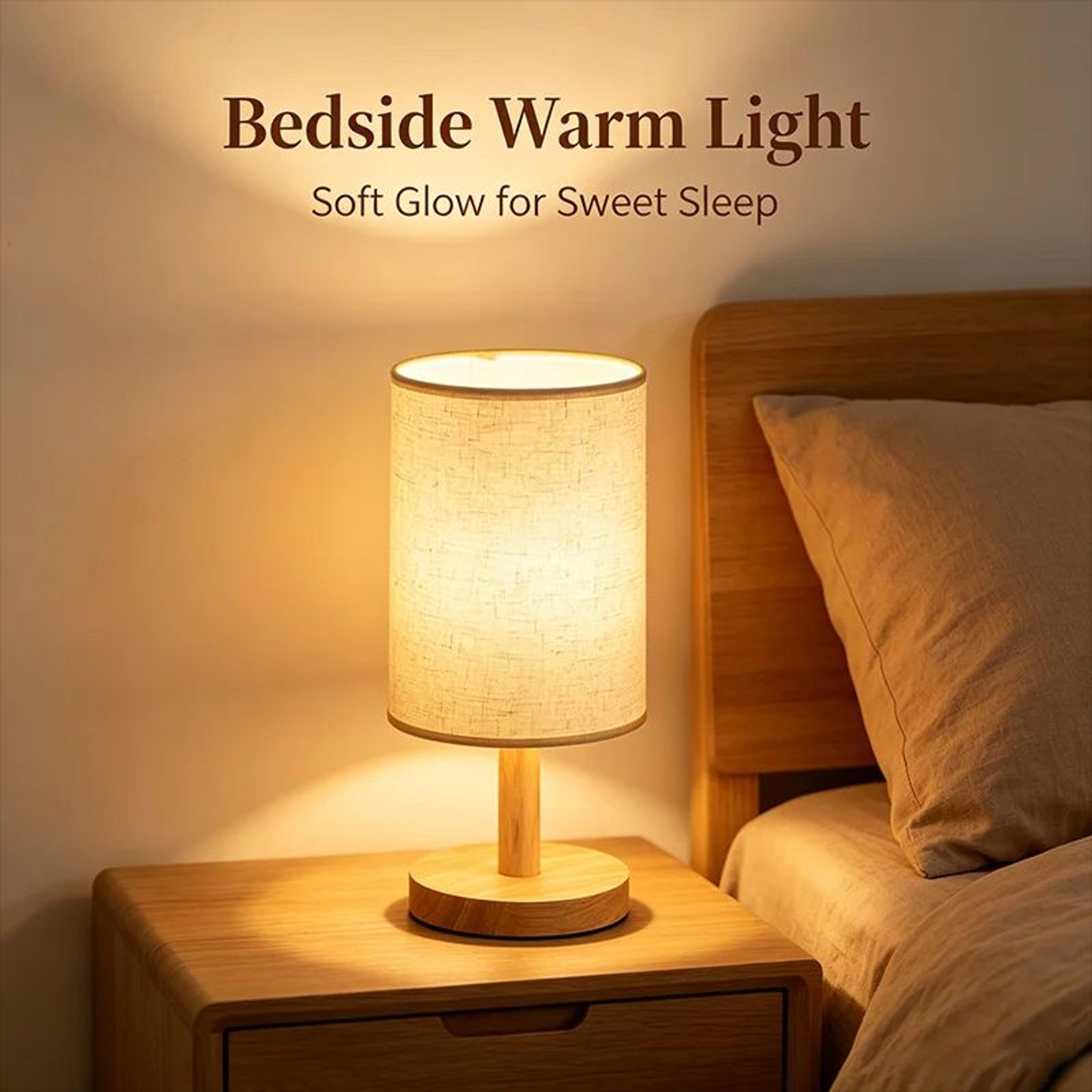Modern Chinese Style LED Bedside Lamp With Dimmable USB Power  Fabric Shade 2